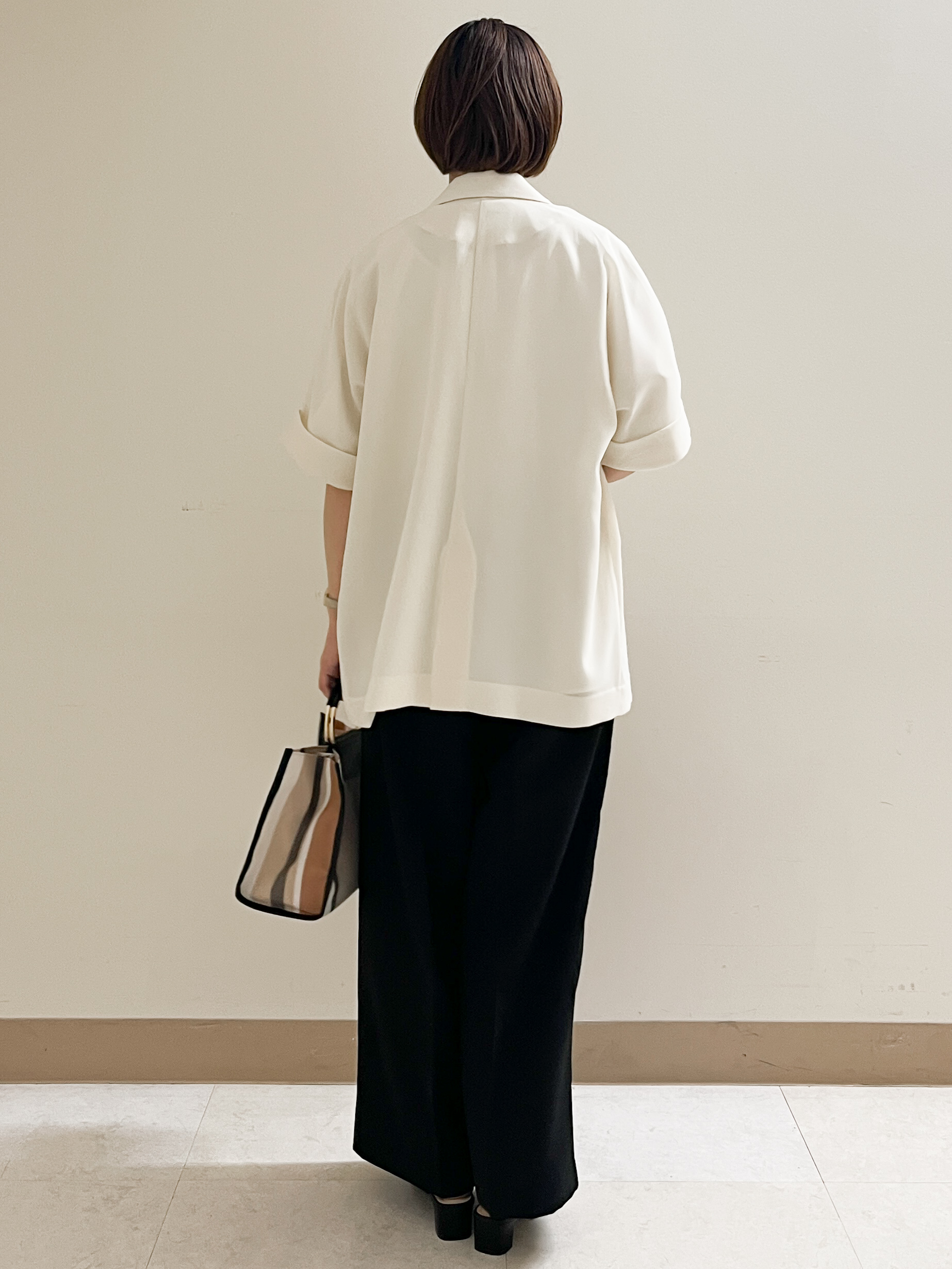 あかねさんの「OPAQUE.CLIP｜【接触冷感／吸水速乾／防シワ】リネンライクテーラードジャケット《洗濯機OK》」を使ったコーディネート