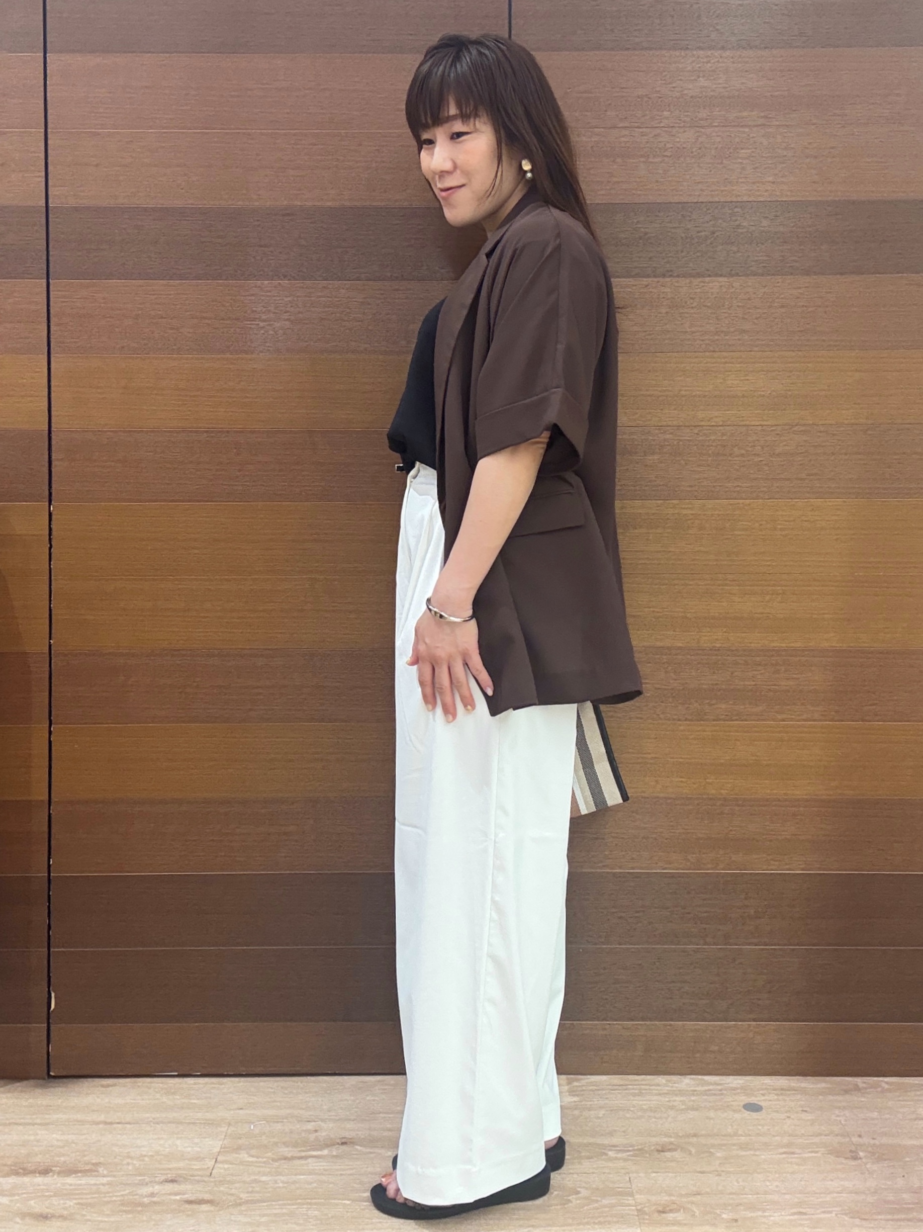maichiさんの「OPAQUE.CLIP｜【接触冷感／吸水速乾／防シワ】リネンライクテーラードジャケット《洗濯機OK》」を使ったコーディネート