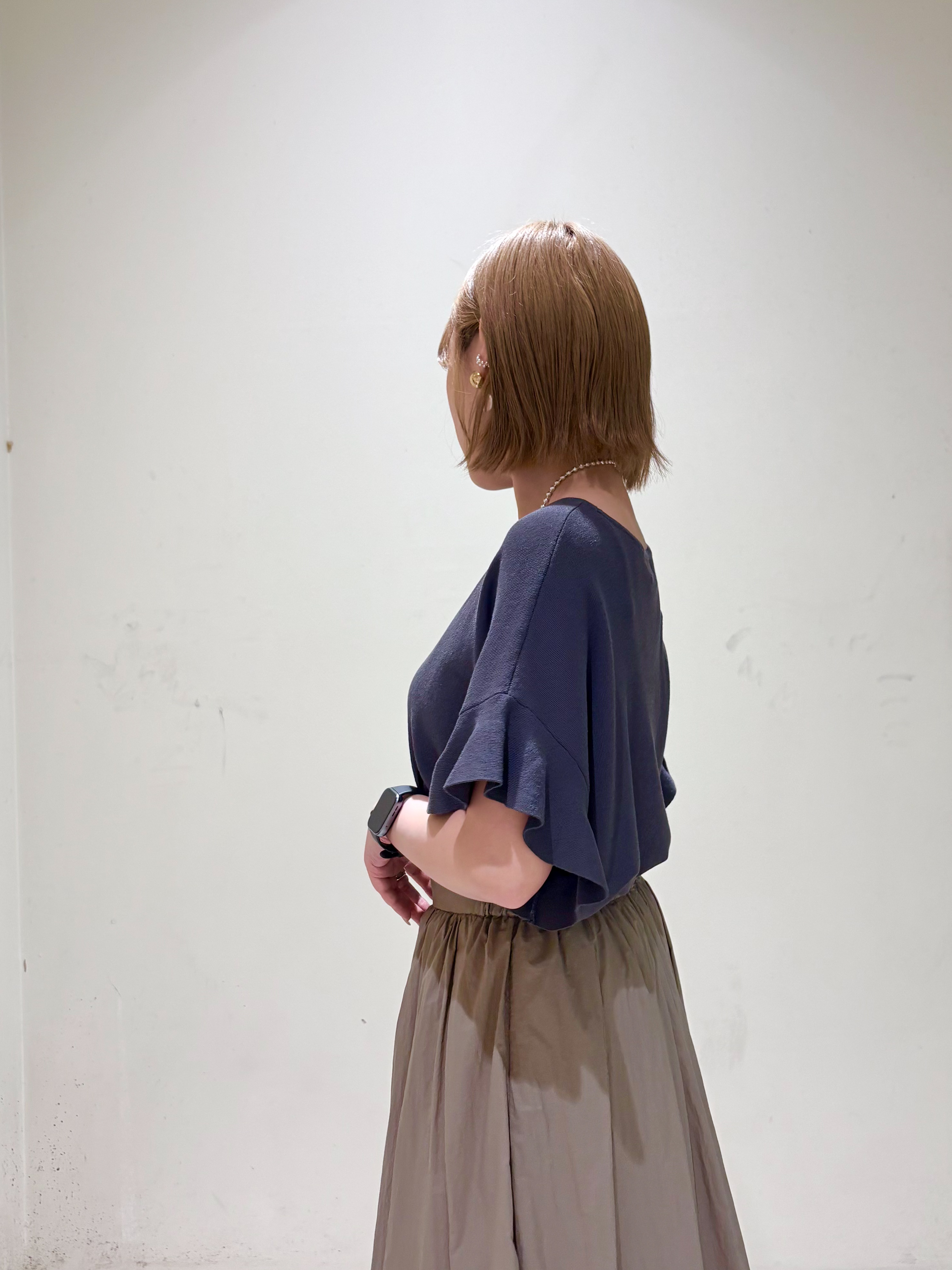 みきちぃさんの「OPAQUE.CLIP｜【UV／遮熱性】フリルスリーブニット《7col／洗濯機OK》」を使ったコーディネート