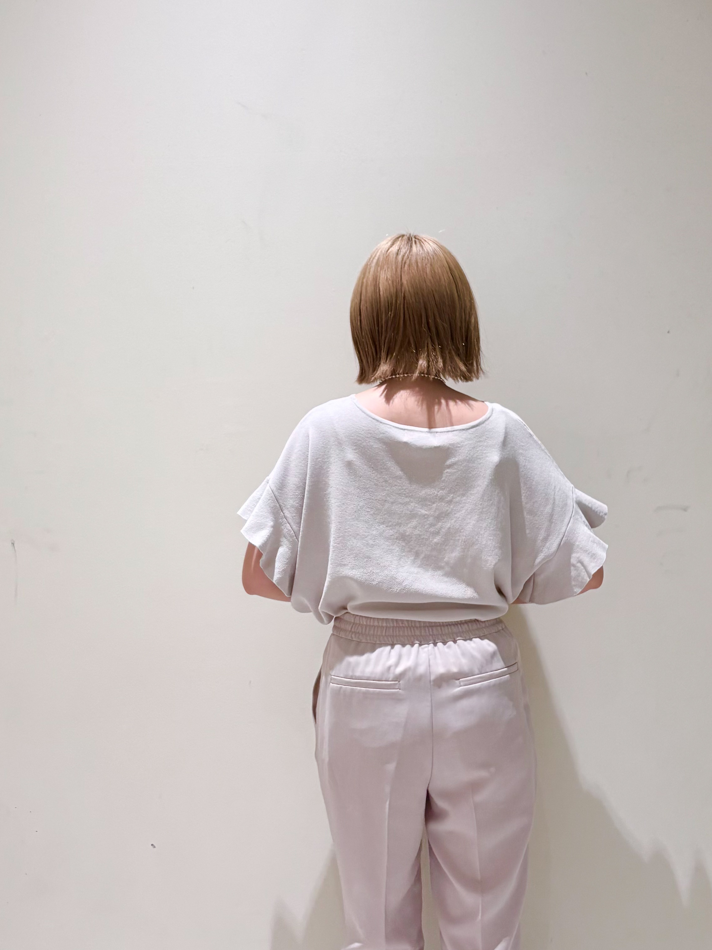 みきちぃさんの「OPAQUE.CLIP｜【UV／遮熱性】フリルスリーブニット《7col／洗濯機OK》」を使ったコーディネート
