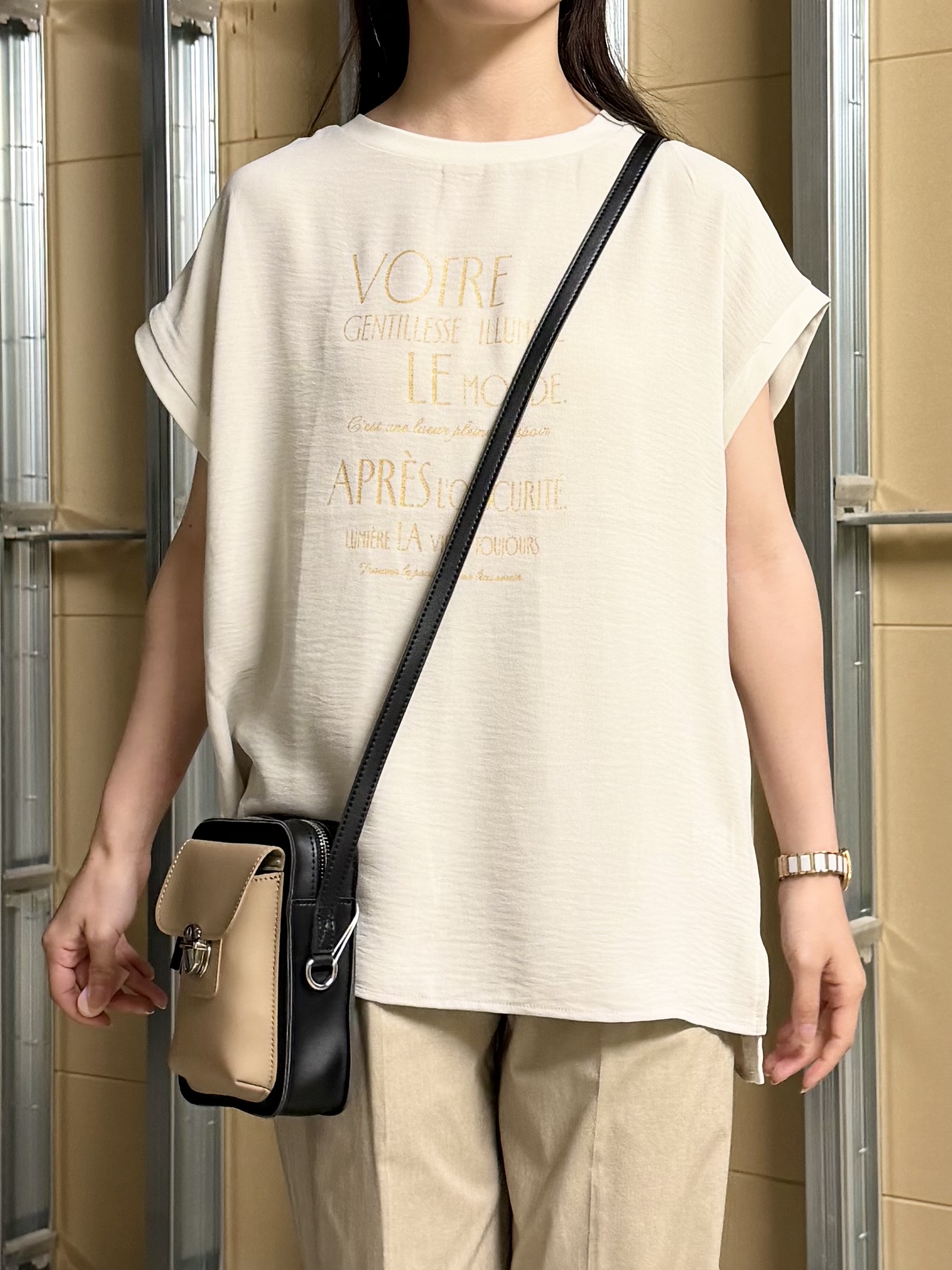 sahoさんの「THE SHOP TK｜【ひんやりさらさら】軽やかに着られる プリントTシャツ」を使ったコーディネート