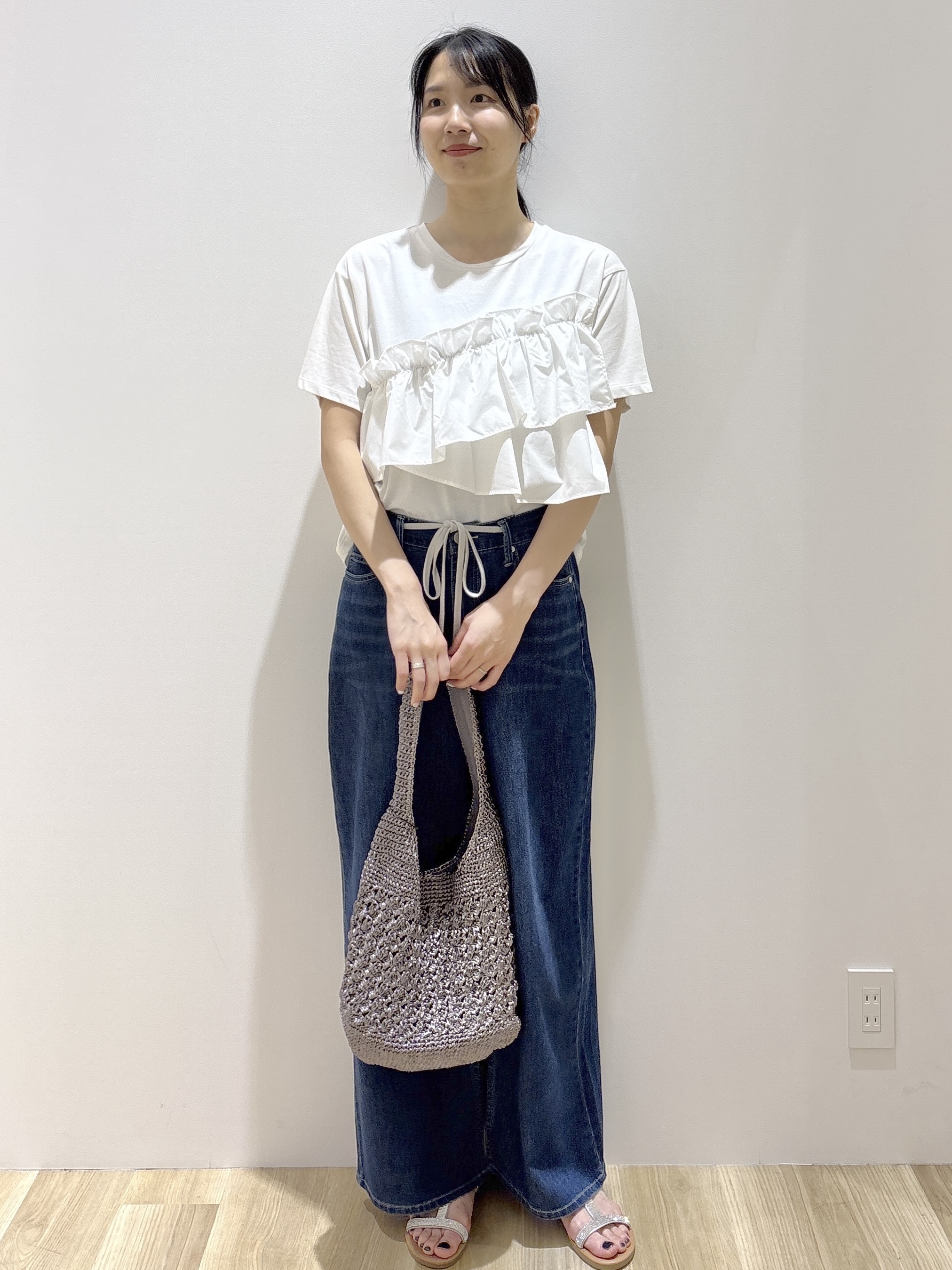 sachikoさんの「OPAQUE.CLIP｜【接触冷感】アシメフリルドッキングカットソー《洗濯機OK》」を使ったコーディネート