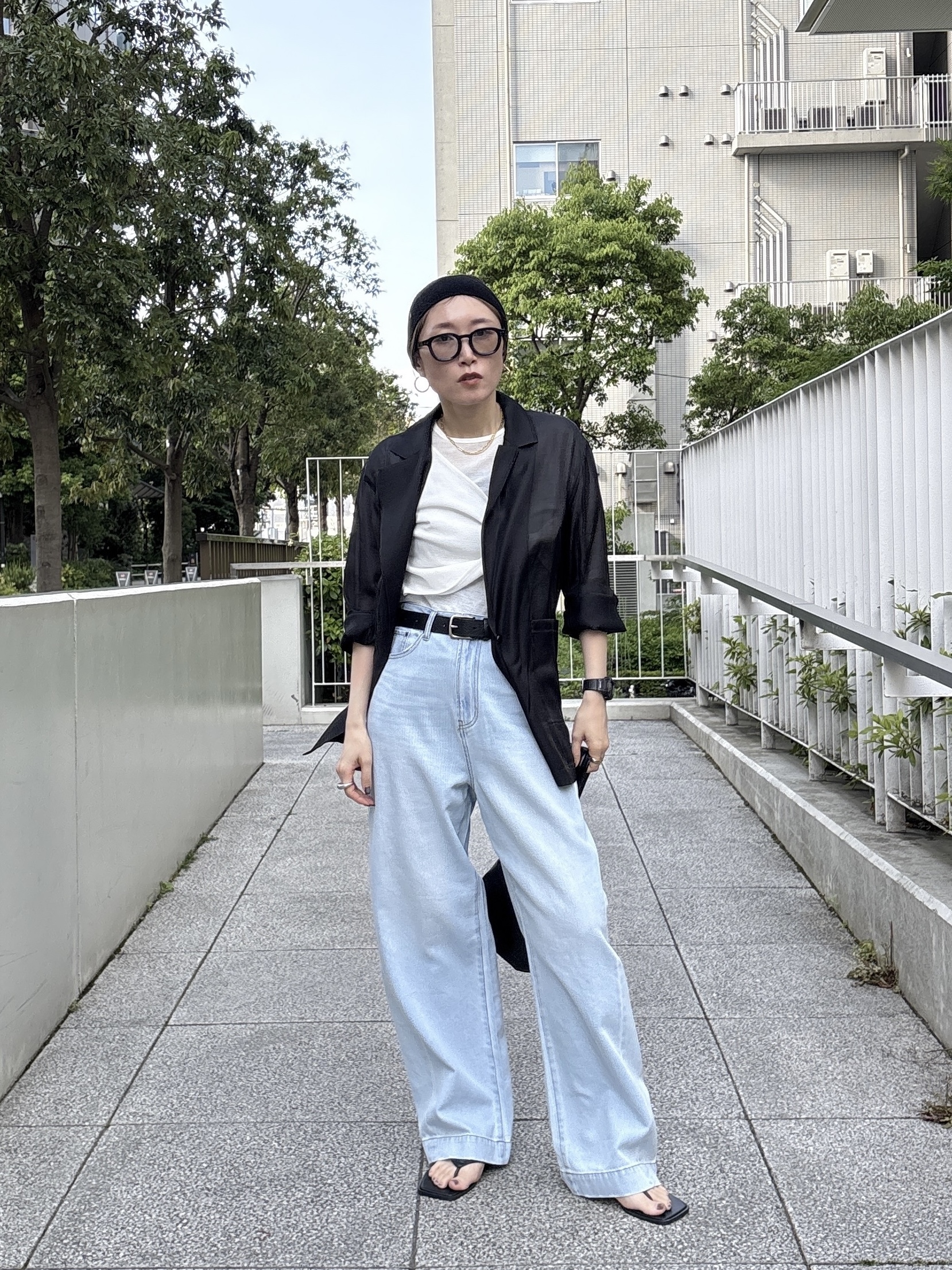 kotakiさんの「INDIVI｜シアーシャツジャケット【接触冷感】」を使ったコーディネート