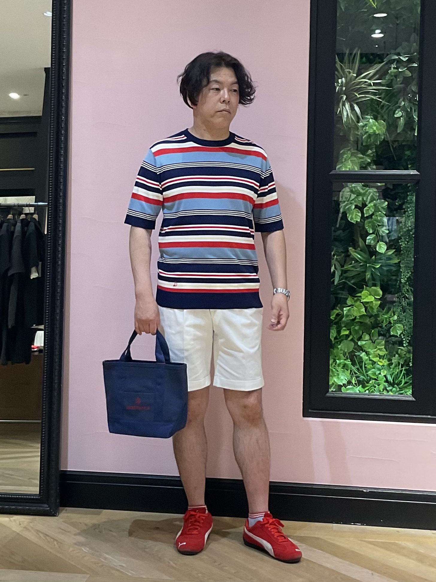 Nagaseさんの「DRESSTERIOR｜【ウォッシャブル】コットンシルク マルチボーダーニット」を使ったコーディネート