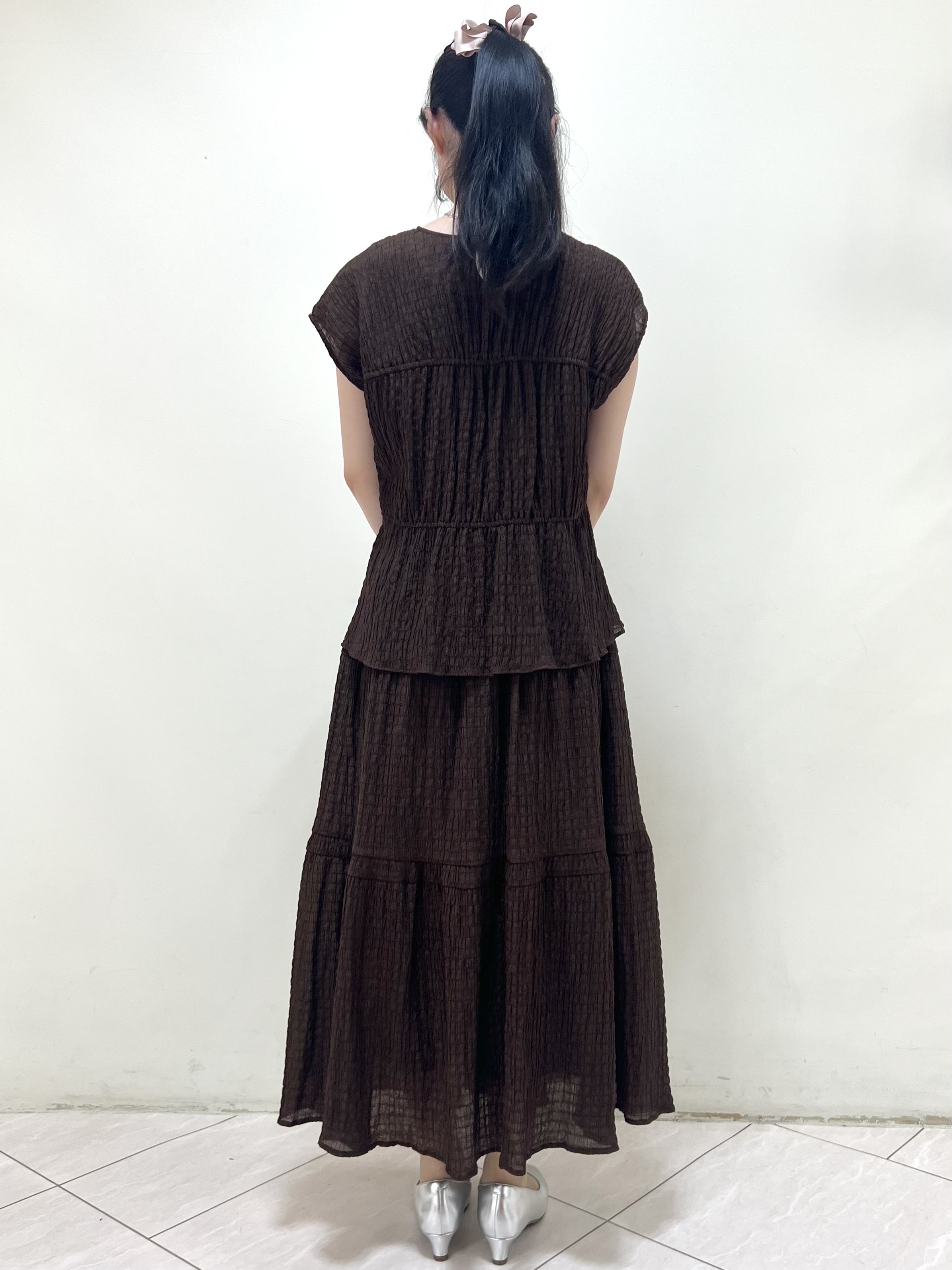yanaさんの「Reflect｜【セットアップ可】ティアードデザインブブラウス」を使ったコーディネート
