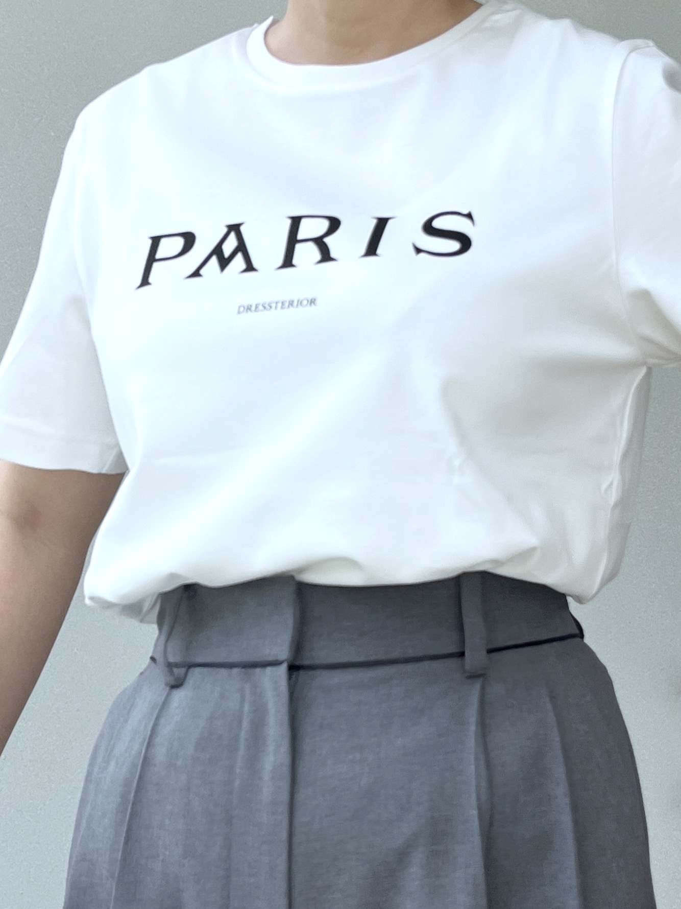 Soeさんの「DRESSTERIOR｜【接触冷感／抗菌防臭／消臭】アイスクリアコットン PARIS Tシャツ」を使ったコーディネート
