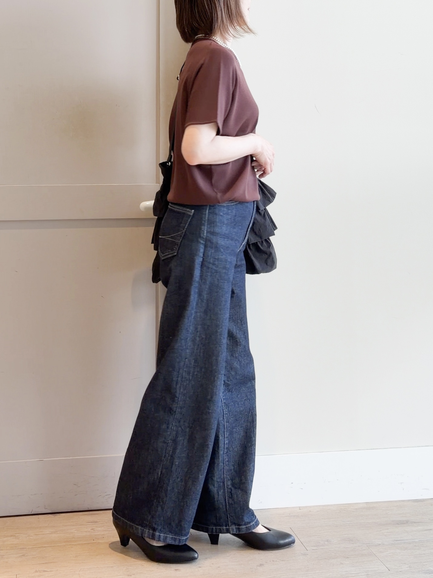 yamakoさんの「grove｜【シリーズ累計36万枚！名品ニット】やわらかドライタッチ ドルマンニット」を使ったコーディネート