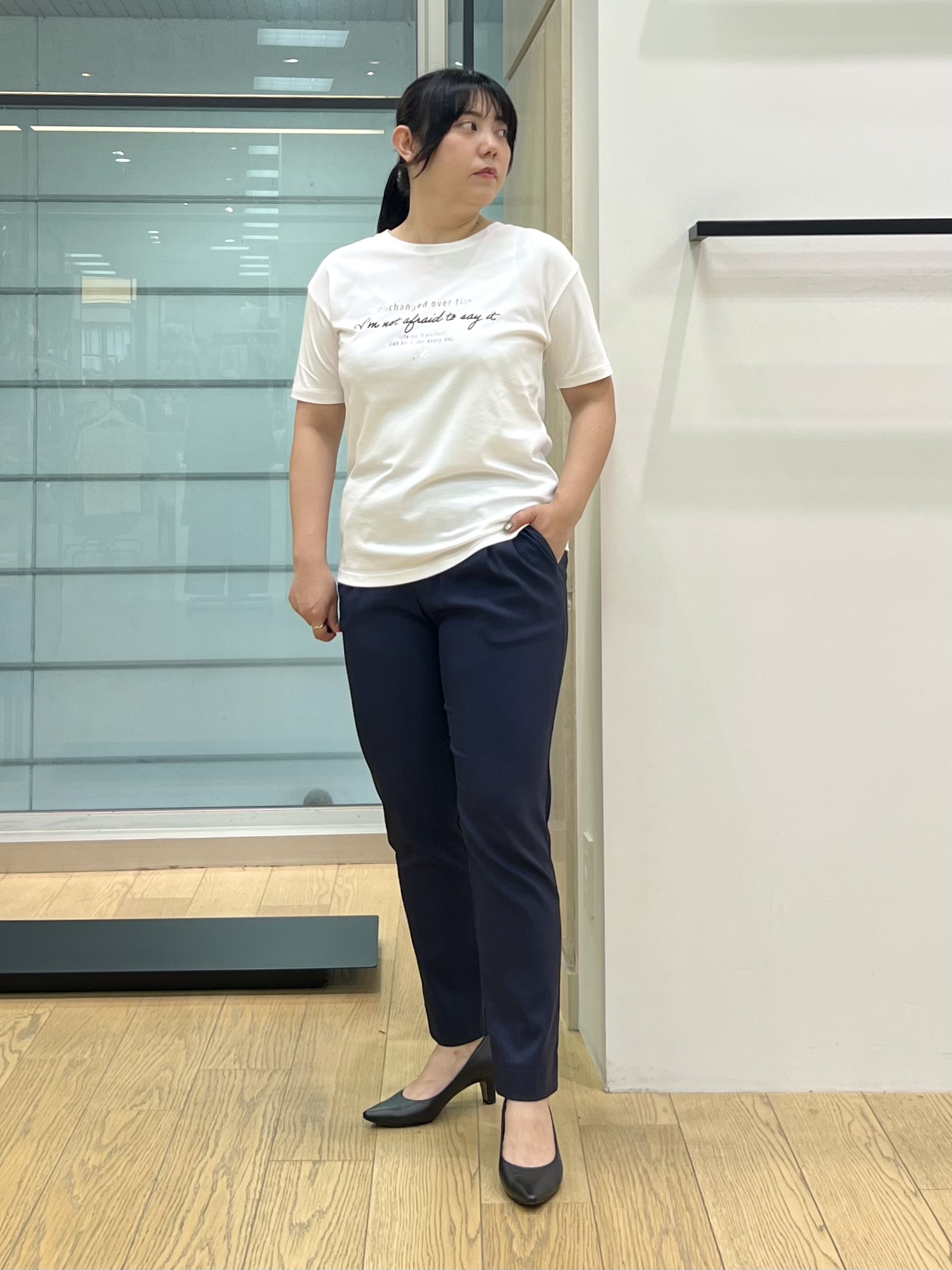 shimaさんの「INDIVI｜【接触冷感/洗える】シアーシャンブレーピンタックブラウス」を使ったコーディネート