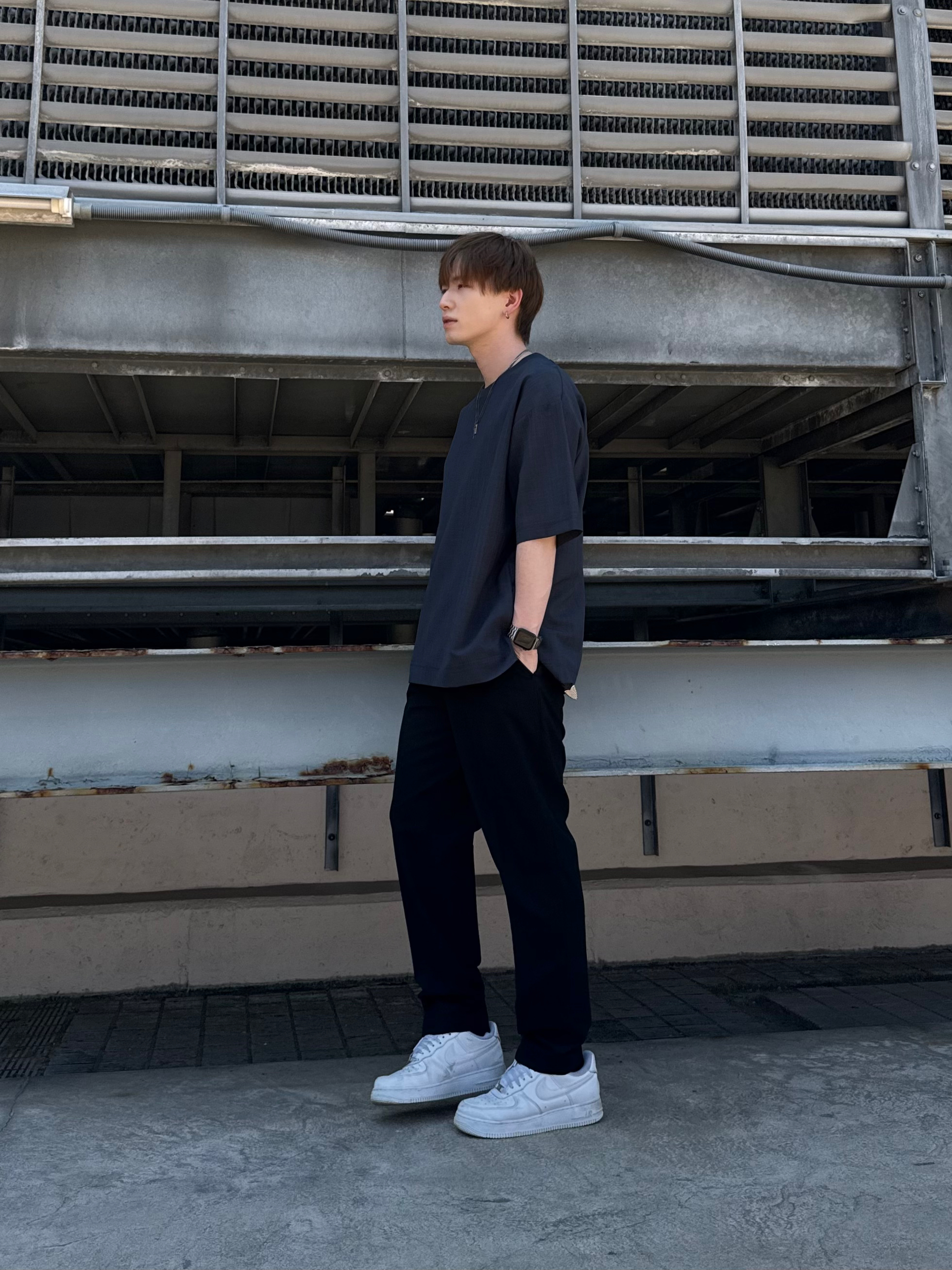 カネダさんの「tk.TAKEO KIKUCHI｜【上下2点セットアップ】AIRY DRY アソートセットアップ 吸水速乾/UVカット/マシーンウォッ」を使ったコーディネート