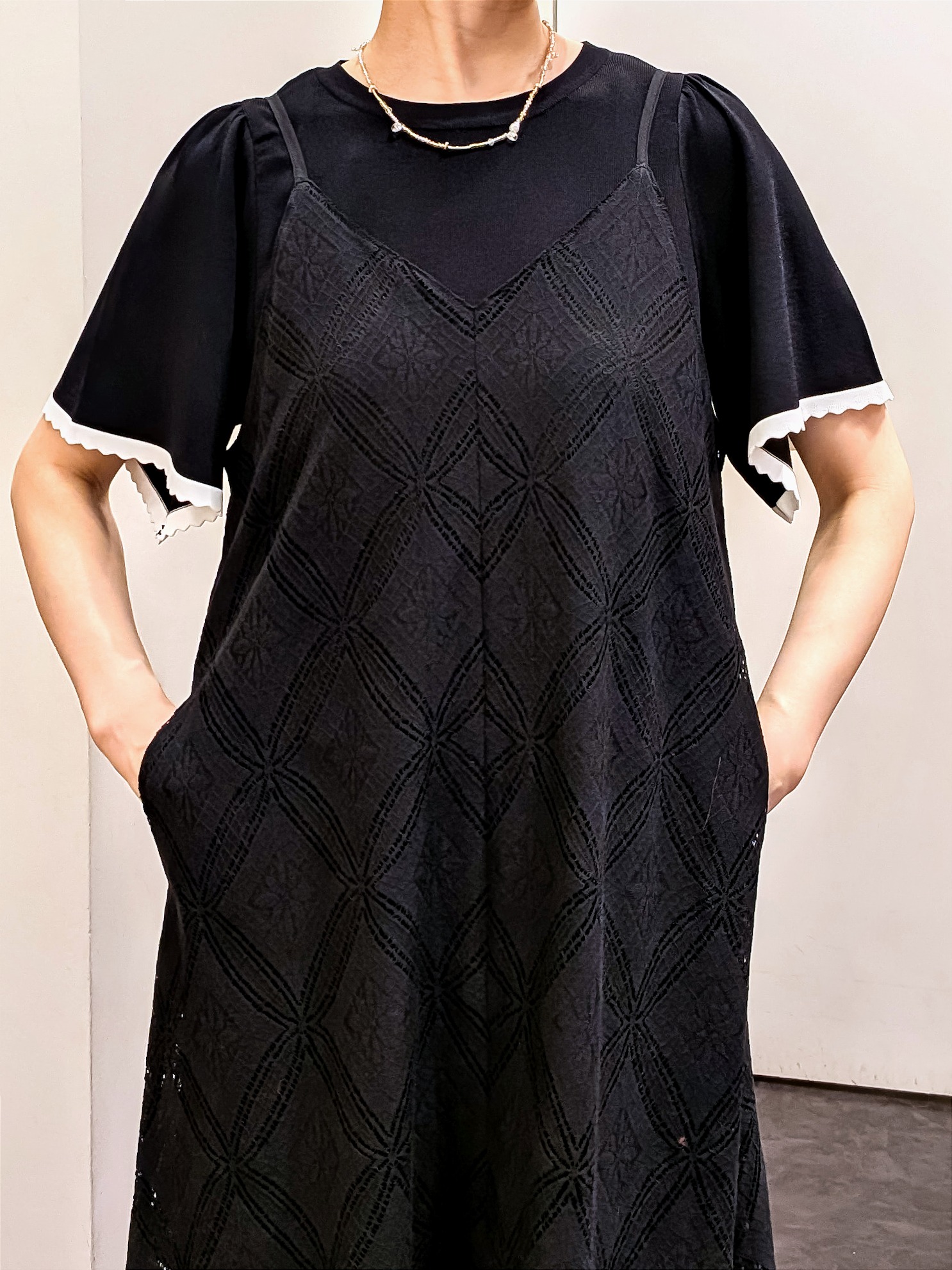 やまちゃんさんの「grove｜【貴島明日香さん着用・洗える】レースキャミワンピース」を使ったコーディネート