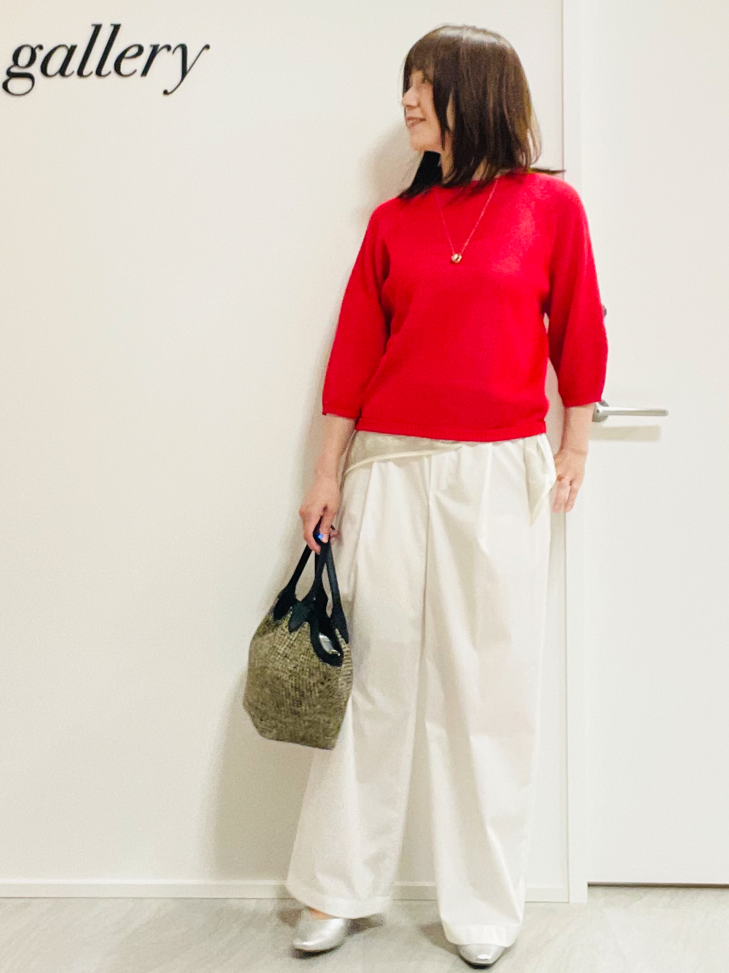 めいさんの「UNTITLED｜【ウエストゴム】タフタワイドパンツ」を使ったコーディネート