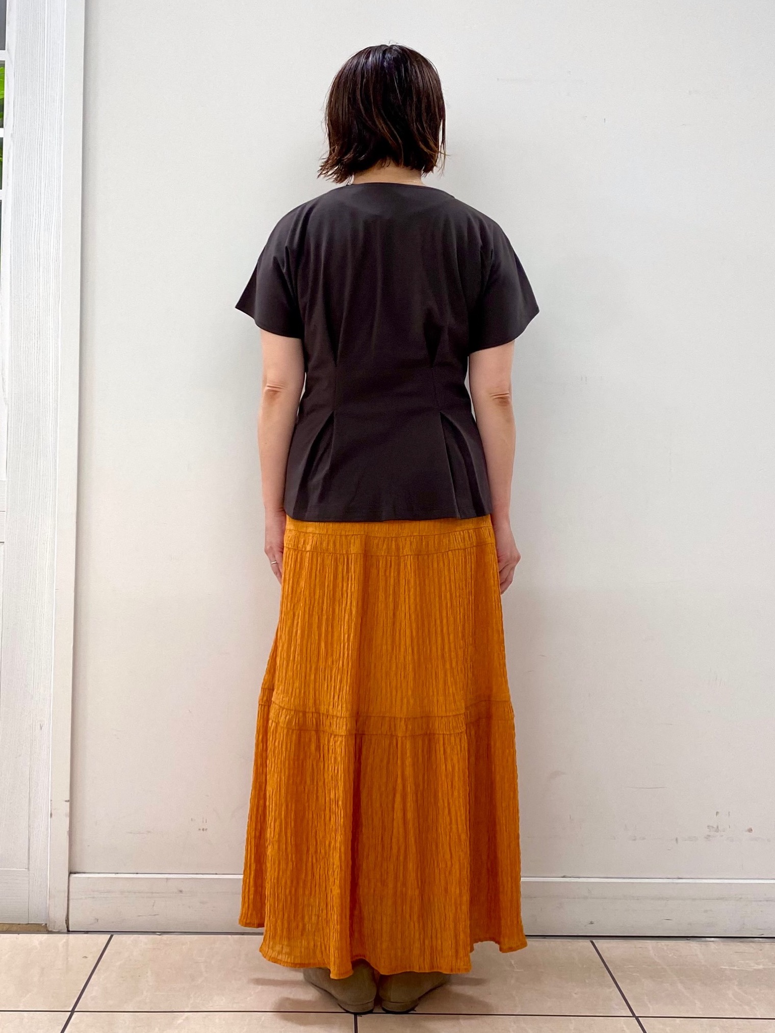 ksmさんの「Reflect｜【UVカット／接触冷感／吸水速乾】タックデザインフレアトップス」を使ったコーディネート