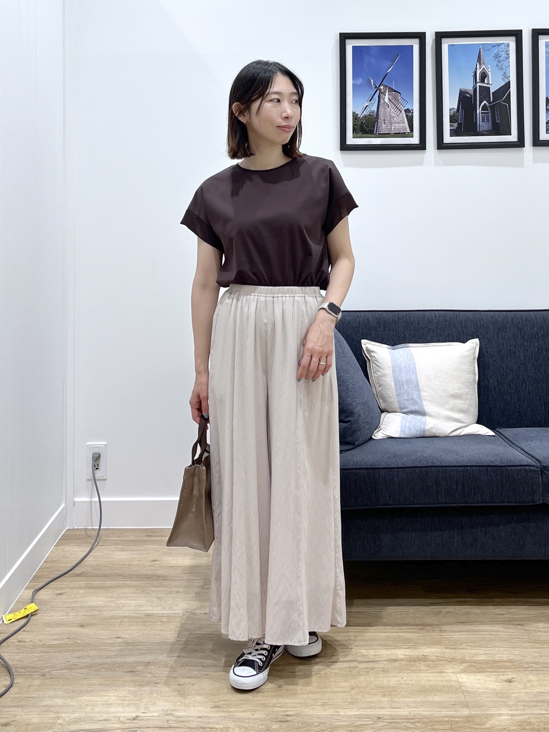 canaさんの「Dessin｜【UVカット/接触冷感】美光沢カットソー」を使ったコーディネート