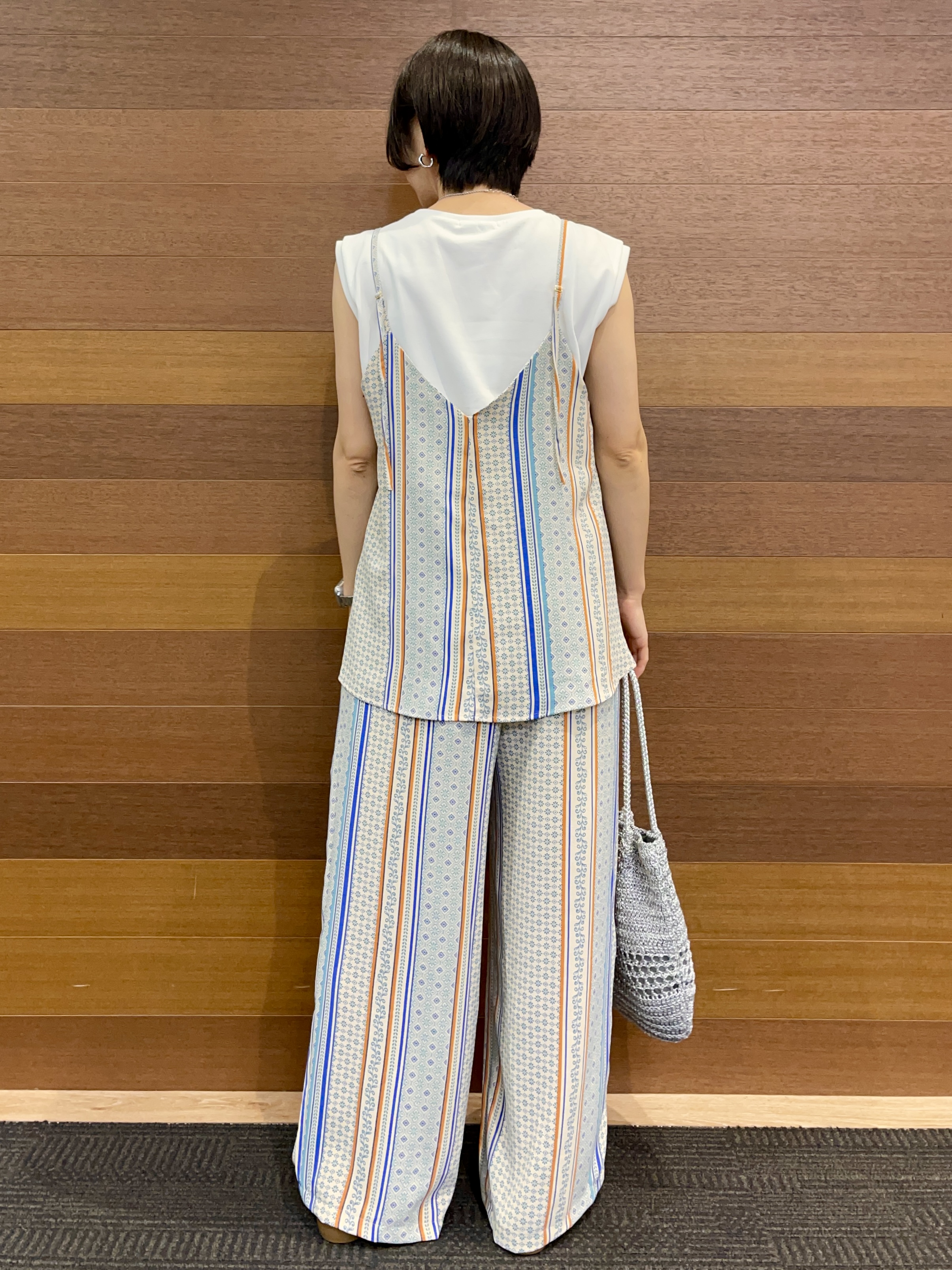 umiさんの「OPAQUE.CLIP｜マルチボーダーアソート ノースリーブTシャツ【洗濯機OK】」を使ったコーディネート