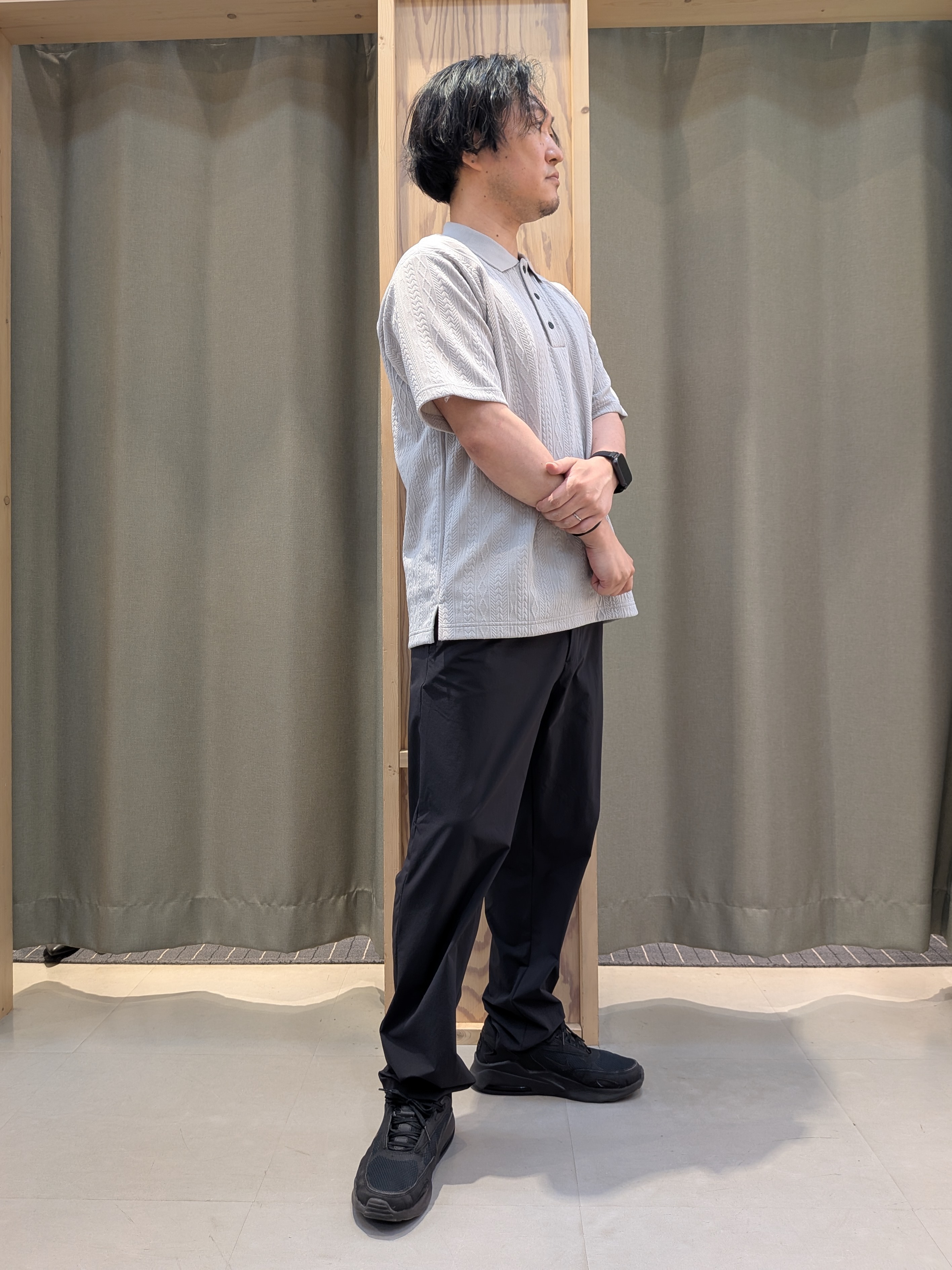 okcさんの「THE SHOP TK｜【シンプルすぎない大人の表情】ケーブルフクレポロシャツ 吸水速乾/UVケア/洗濯機OK」を使ったコーディネート