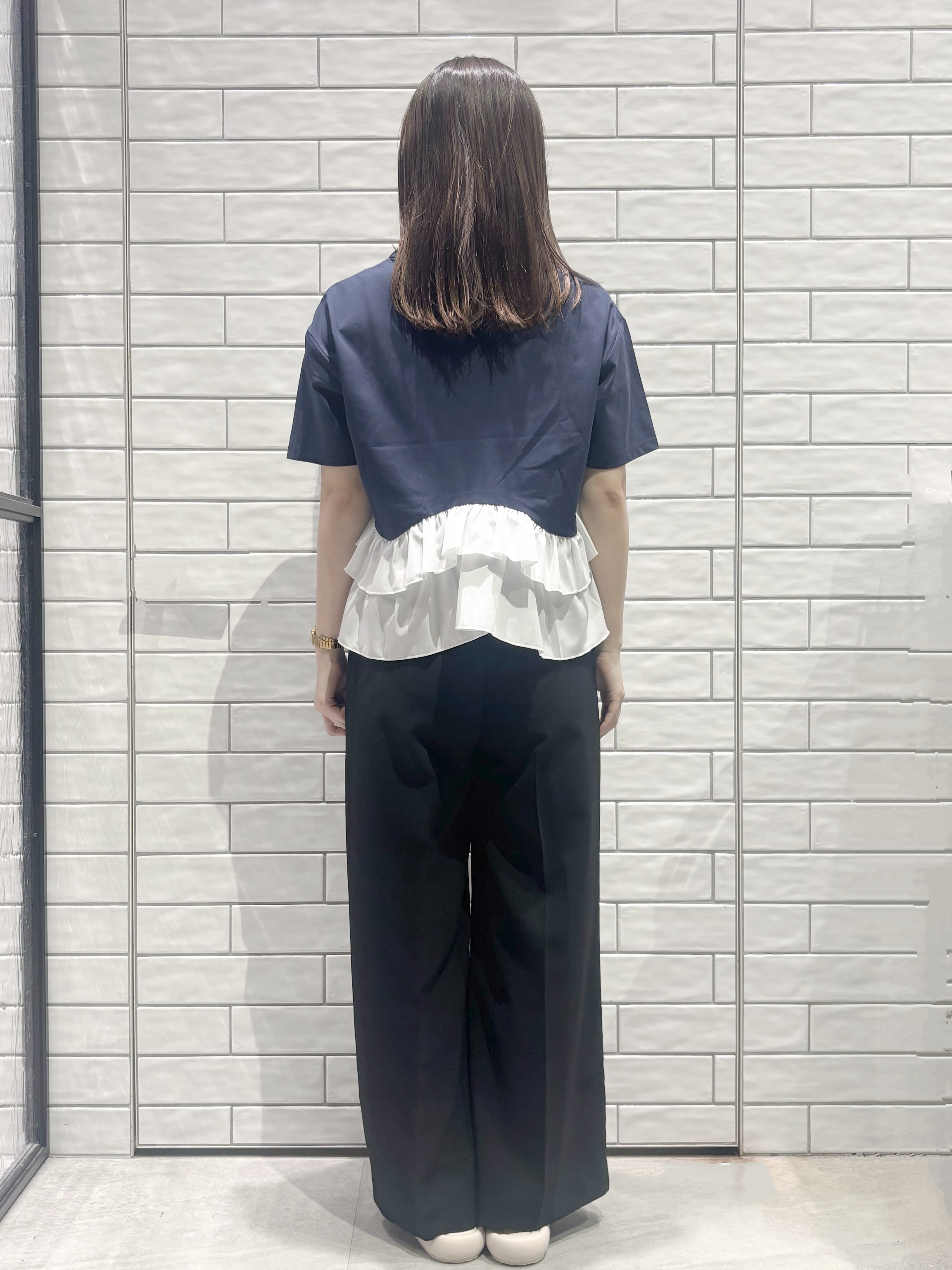 ranさんの「OPAQUE.CLIP｜裾フリルドッキングTシャツ【洗濯機OK】」を使ったコーディネート