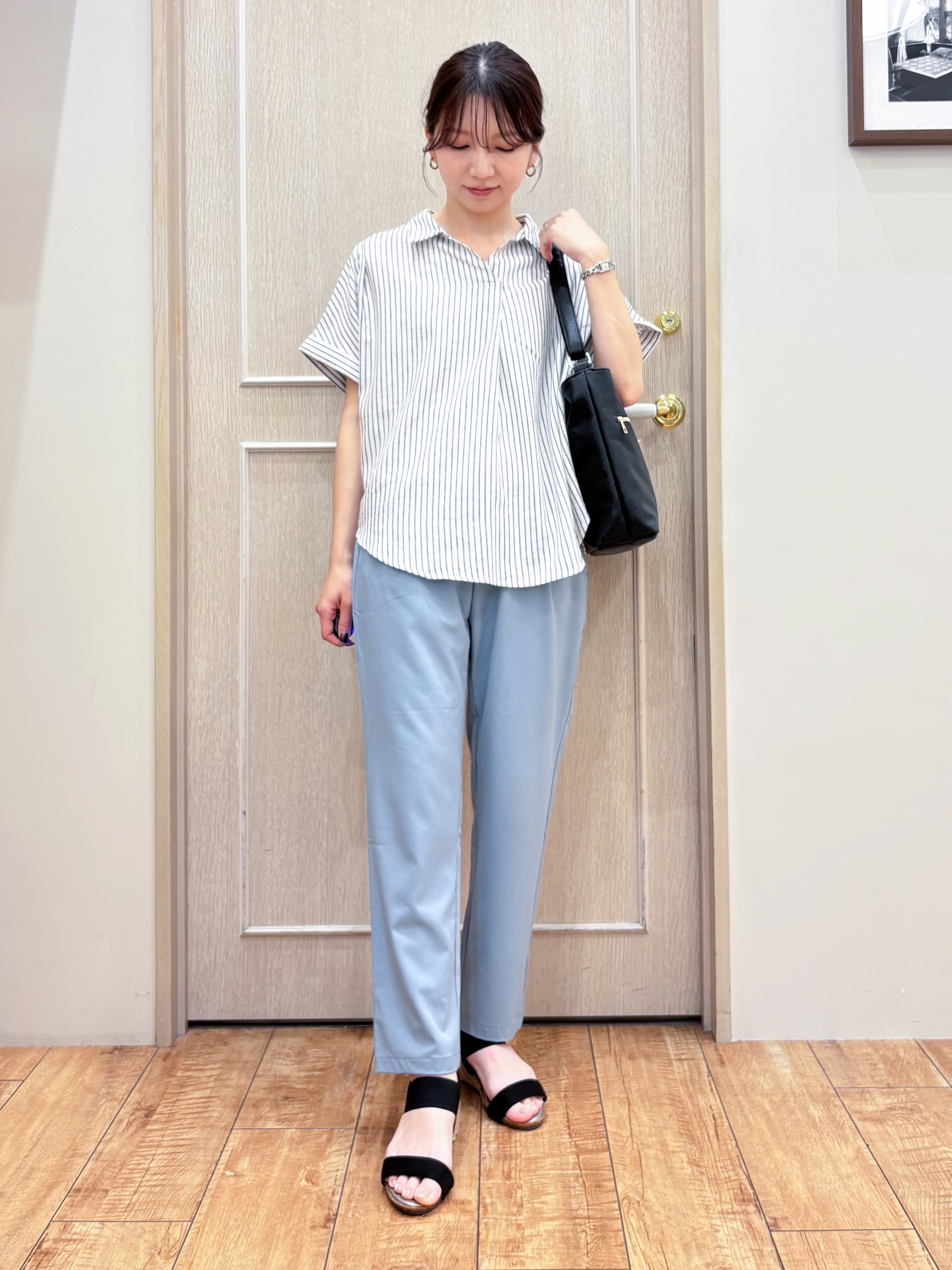 なみさんの「SHOO･LA･RUE｜【ひんやり/UV】インせず着られる フレンチリネンスキッパーシャツ」を使ったコーディネート