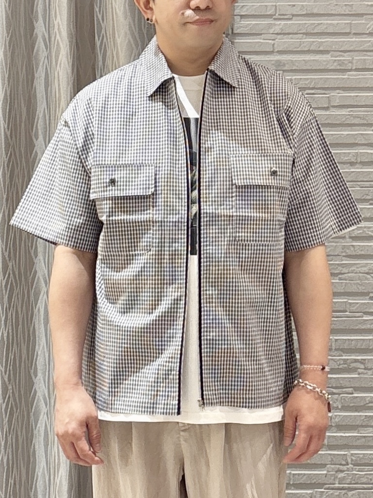 Pーyamaさんの「THE SHOP TK｜半袖チェックジップシャツ 洗濯機OK」を使ったコーディネート