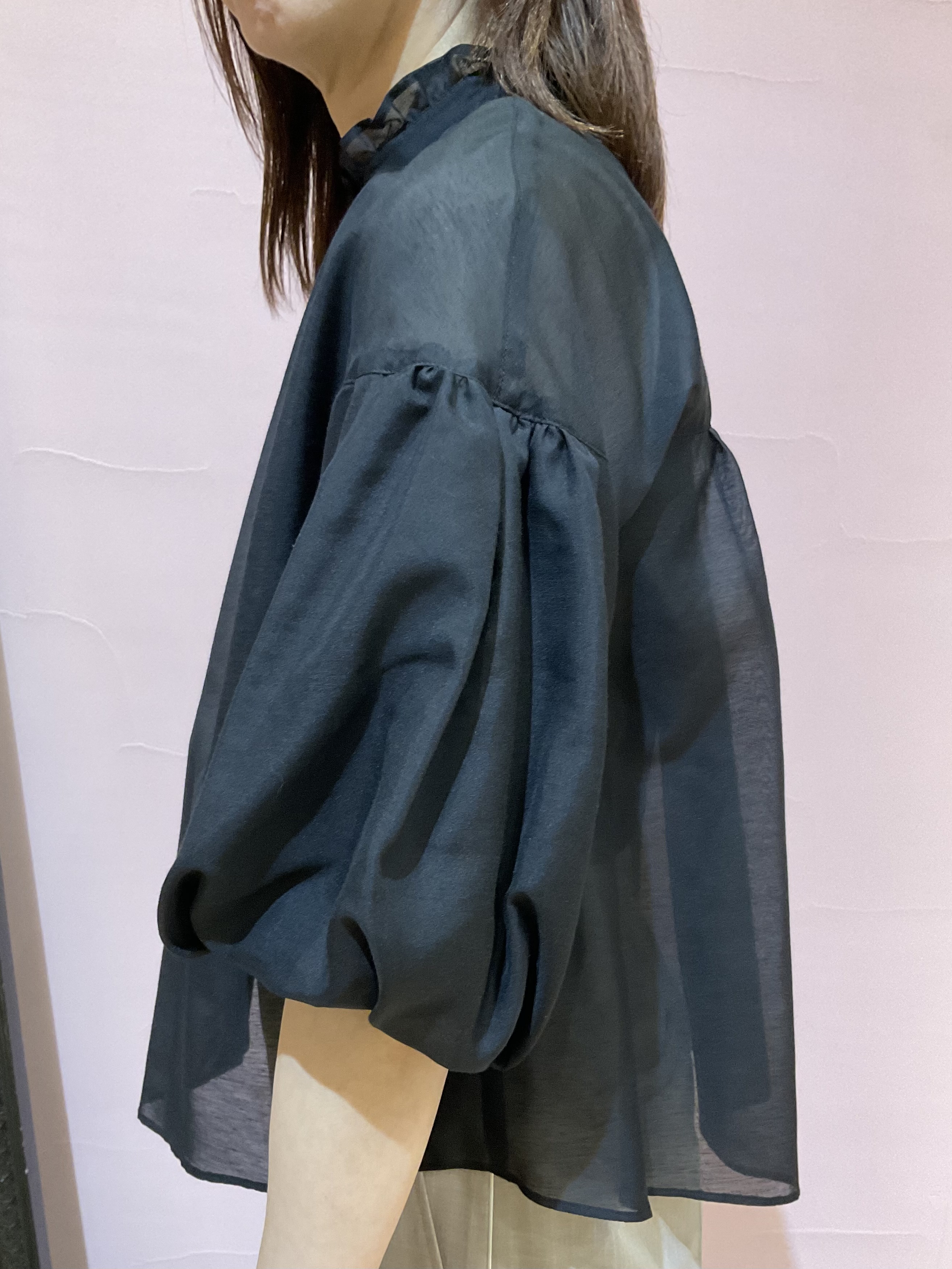 Hiwatashiさんの「DRESSTERIOR｜【1枚で着映え/ウォッシャブル】スタンドフリルボリュームスリーブブラウス」を使ったコーディネート