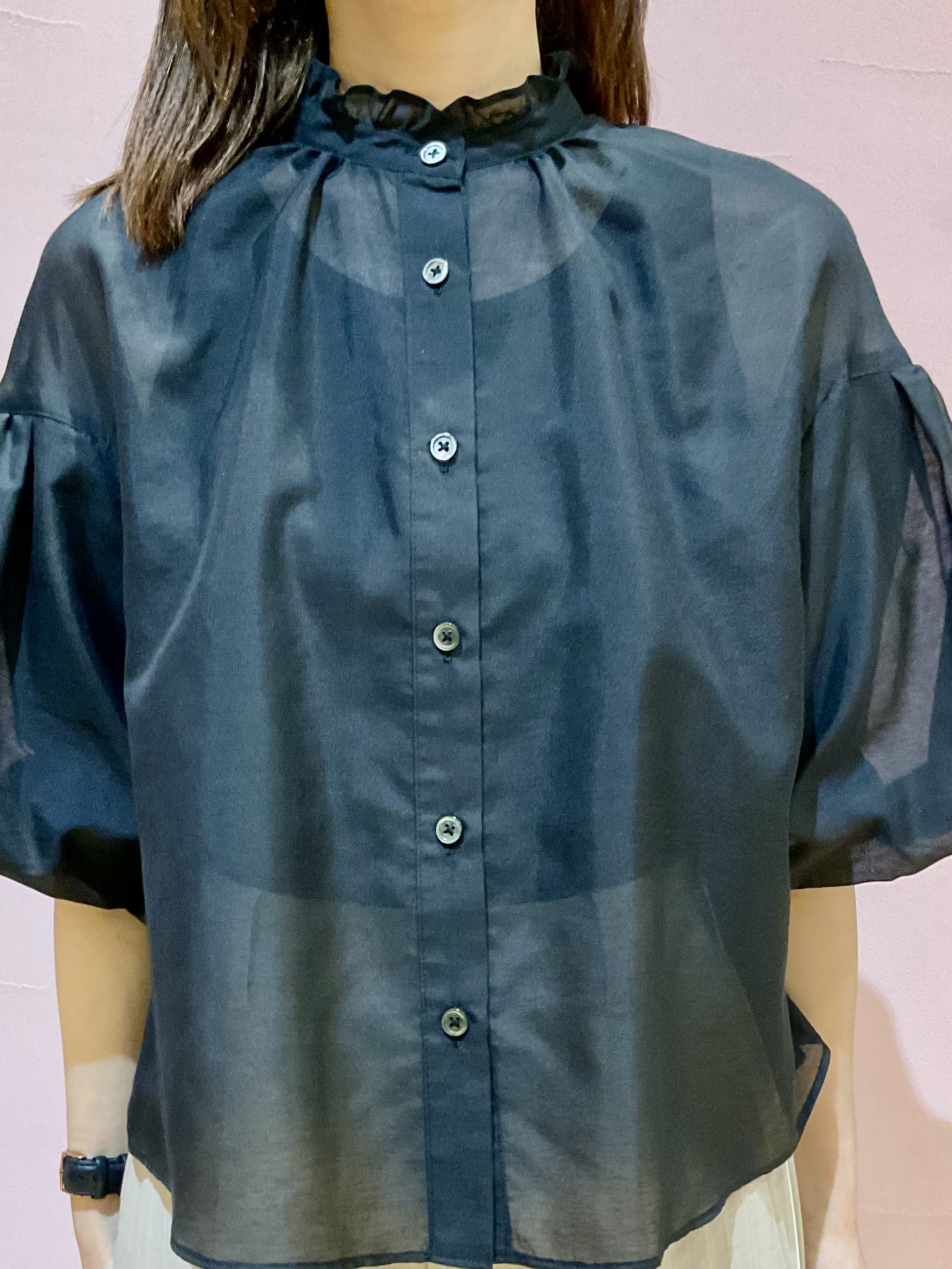 Hiwatashiさんの「DRESSTERIOR｜【1枚で着映え/ウォッシャブル】スタンドフリルボリュームスリーブブラウス」を使ったコーディネート
