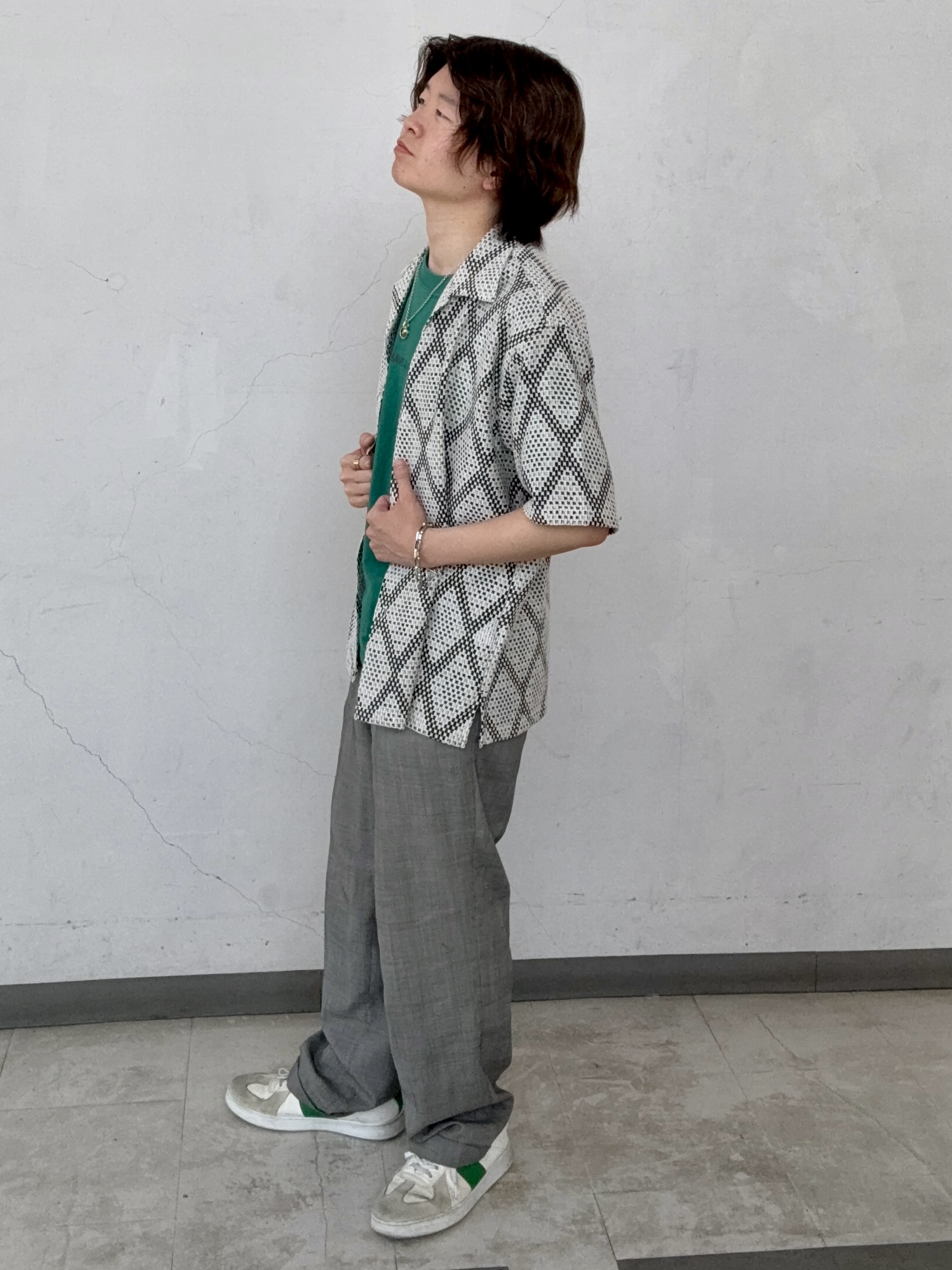 そうごさんの「THE SHOP TK｜アーガイル柄 レース半袖シャツ 洗濯機OK」を使ったコーディネート