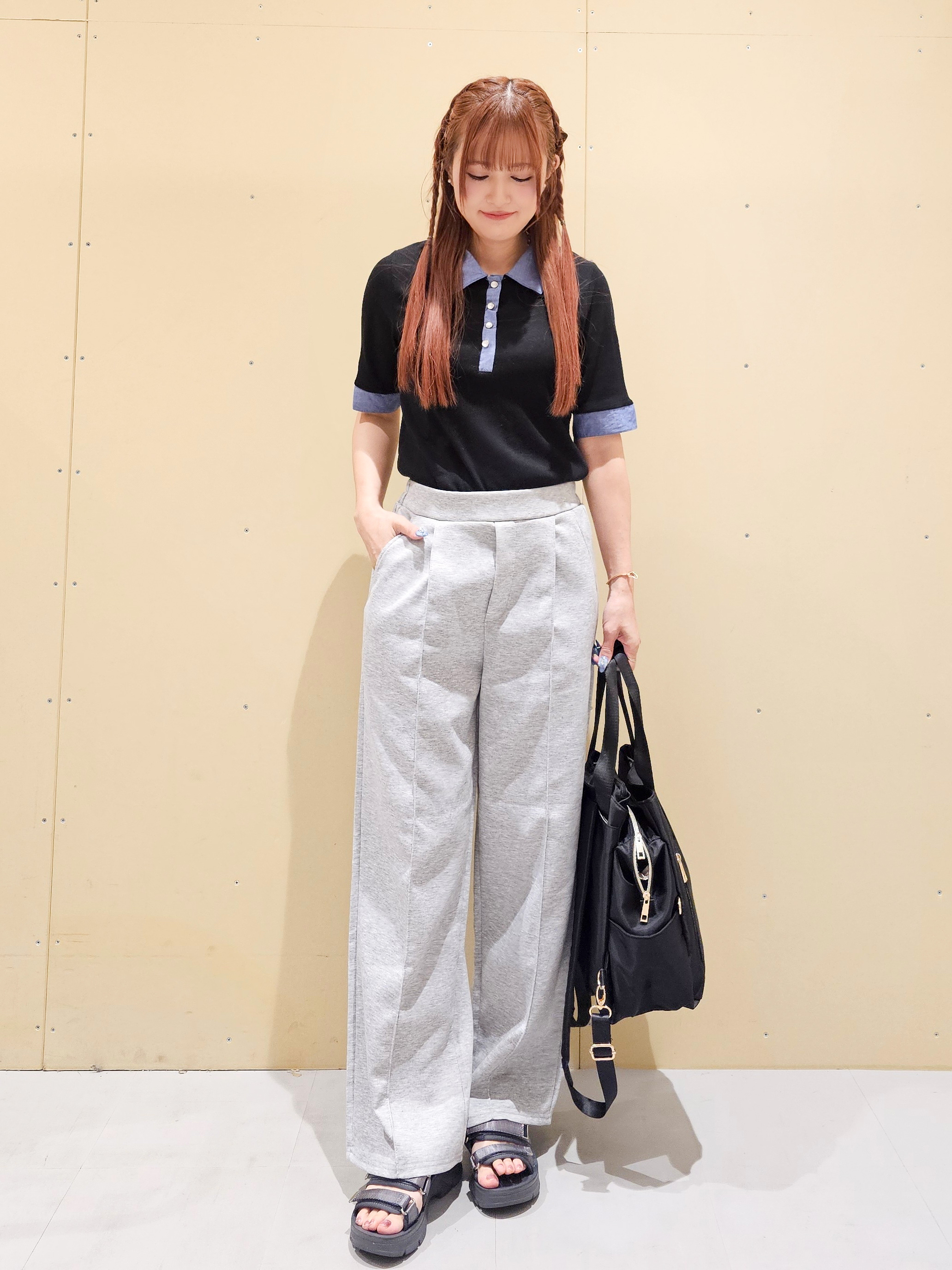 ゆゆさんの「SHOO･LA･RUE｜【洗濯機可/S-LL】シャツレイヤード風 テレコポロトップス」を使ったコーディネート