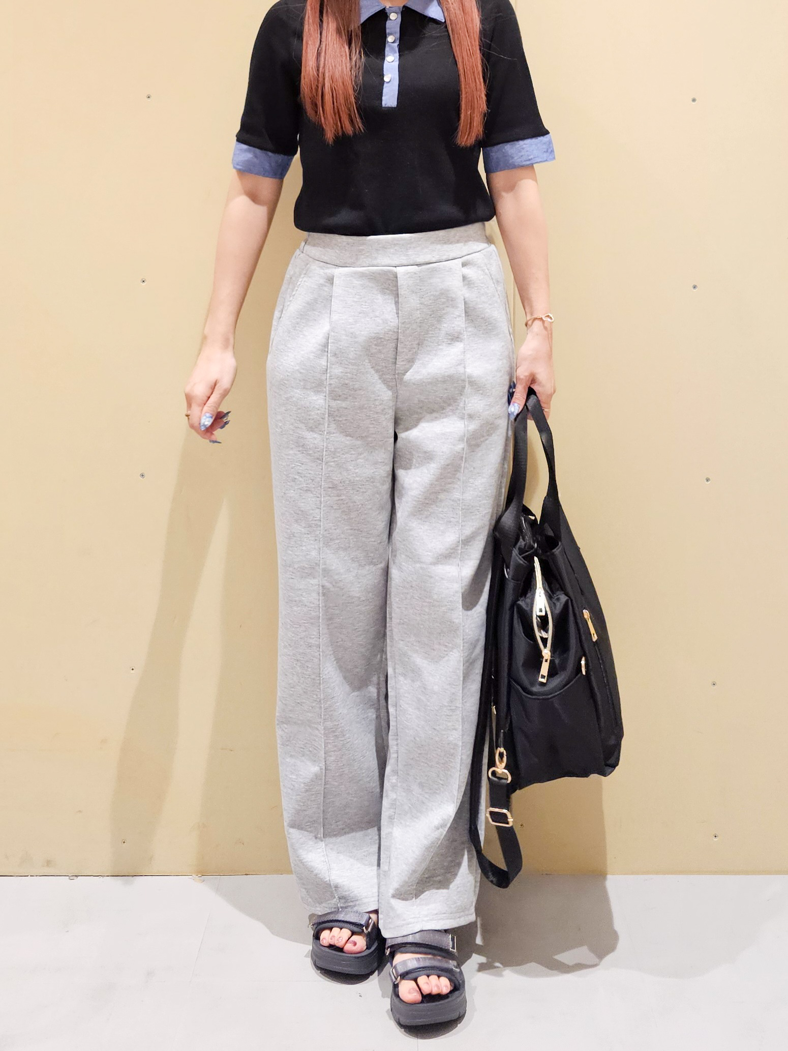 ゆゆさんの「SHOO･LA･RUE｜【洗濯機可/S-LL】シャツレイヤード風 テレコポロトップス」を使ったコーディネート