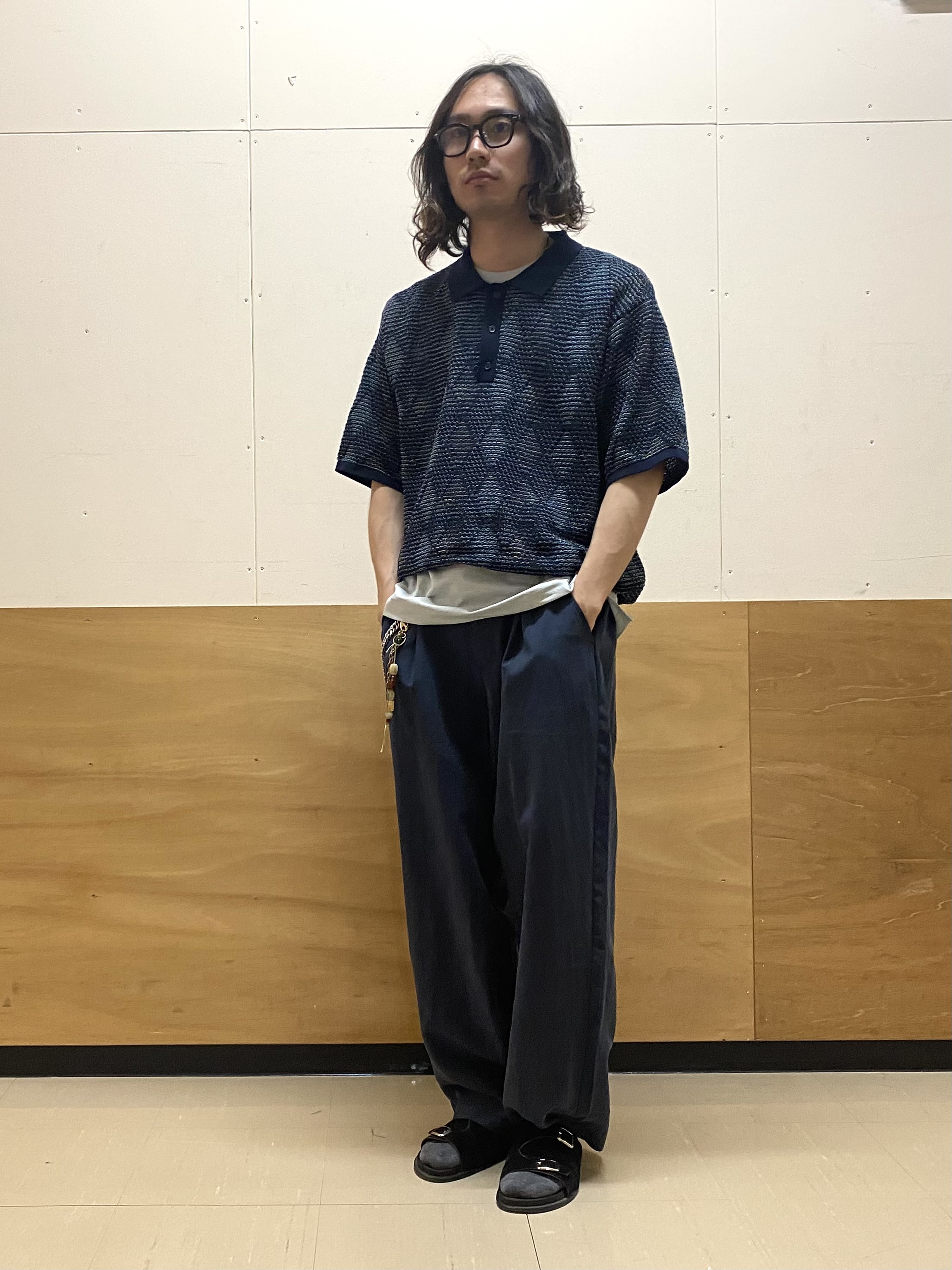keyさんの「THE SHOP TK｜【主張しすぎない配色バランス】アーガイルメッシュポロ半袖Tシャツ 洗濯機OK」を使ったコーディネート