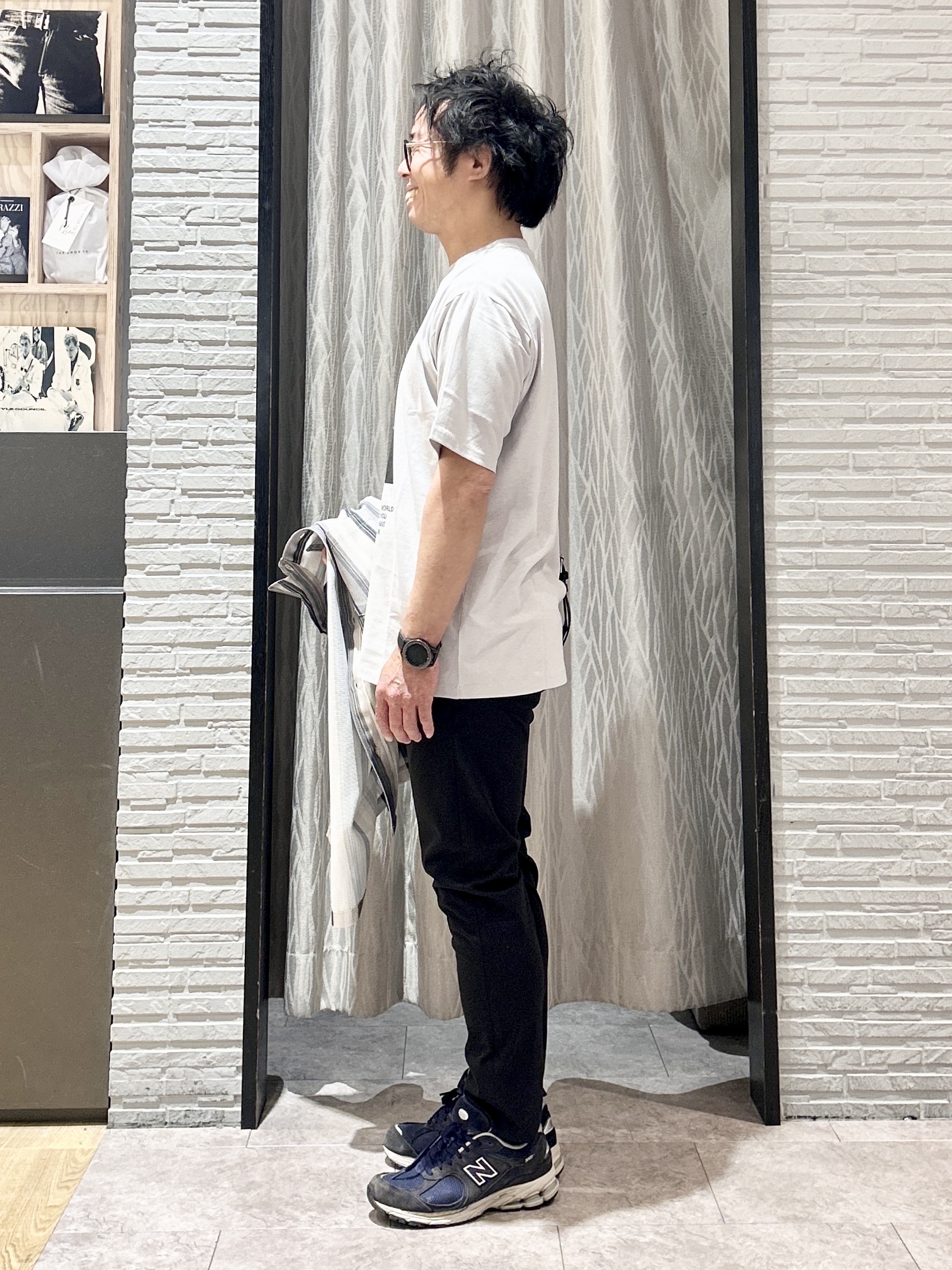 KENJI Iさんの「THE SHOP TK｜メッシュ ストライプ半袖シャツ 洗濯機OK／通気性◎」を使ったコーディネート