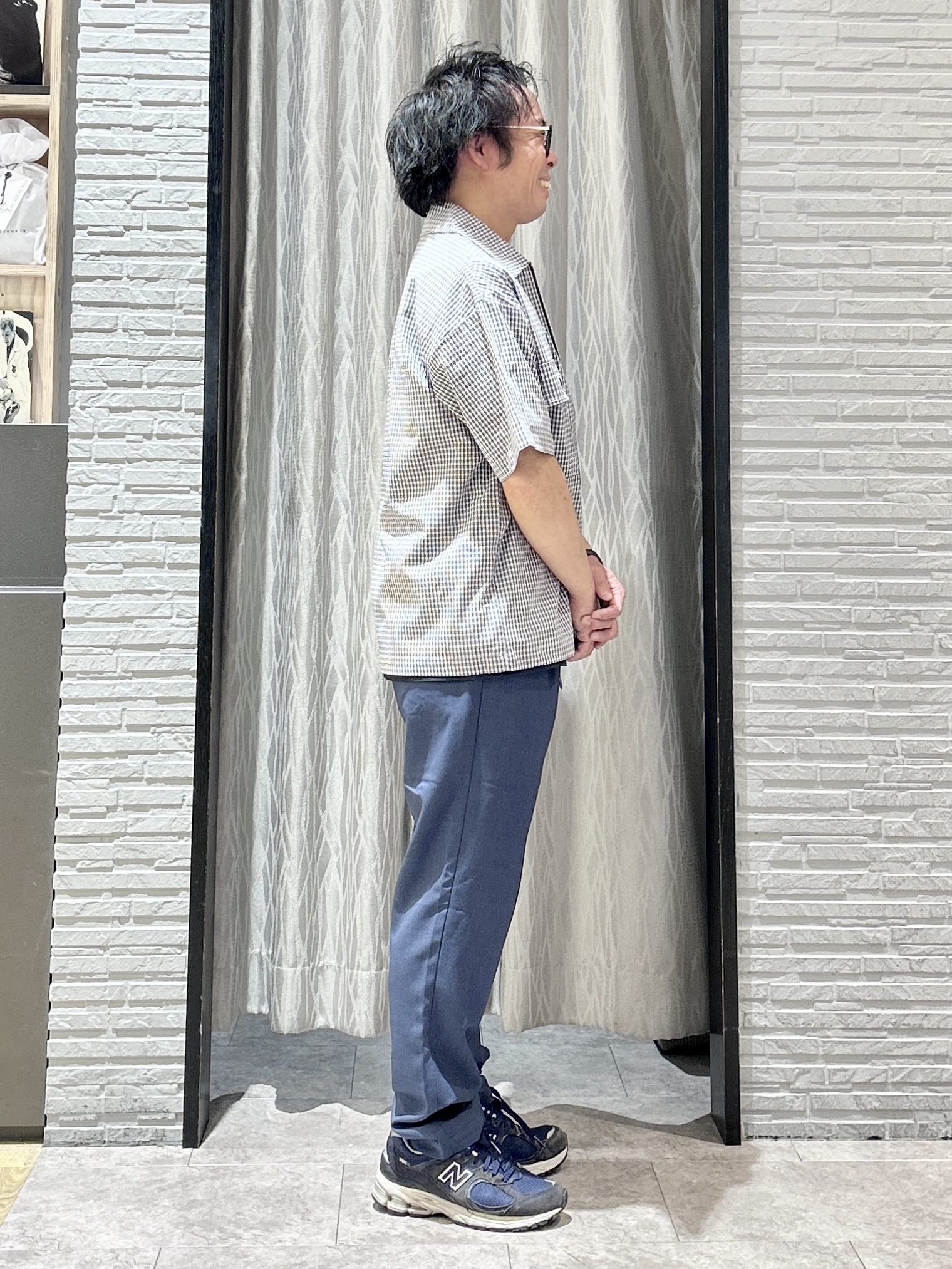 KENJI Iさんの「THE SHOP TK｜半袖チェックジップシャツ 洗濯機OK」を使ったコーディネート