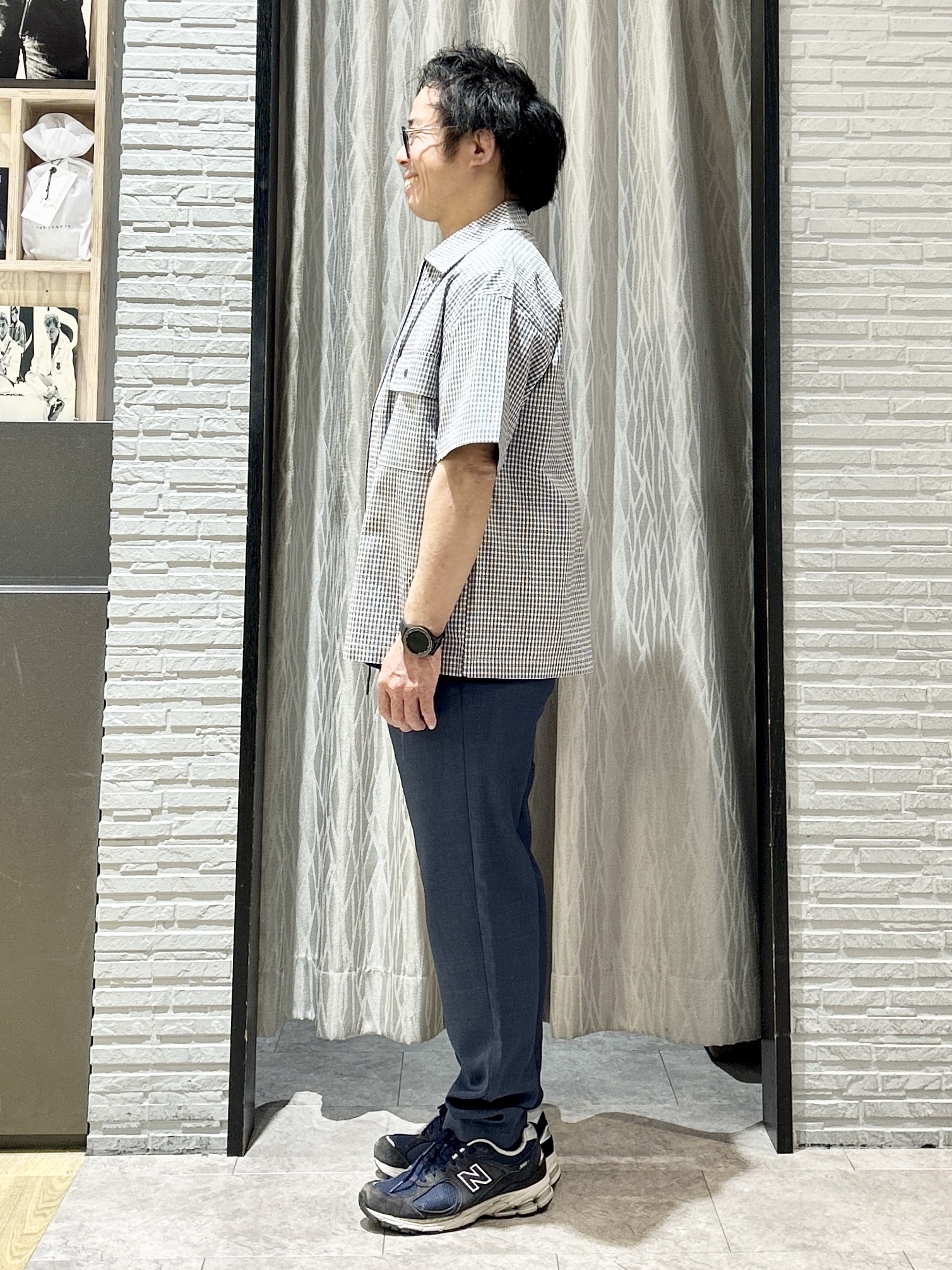 KENJI Iさんの「THE SHOP TK｜半袖チェックジップシャツ 洗濯機OK」を使ったコーディネート