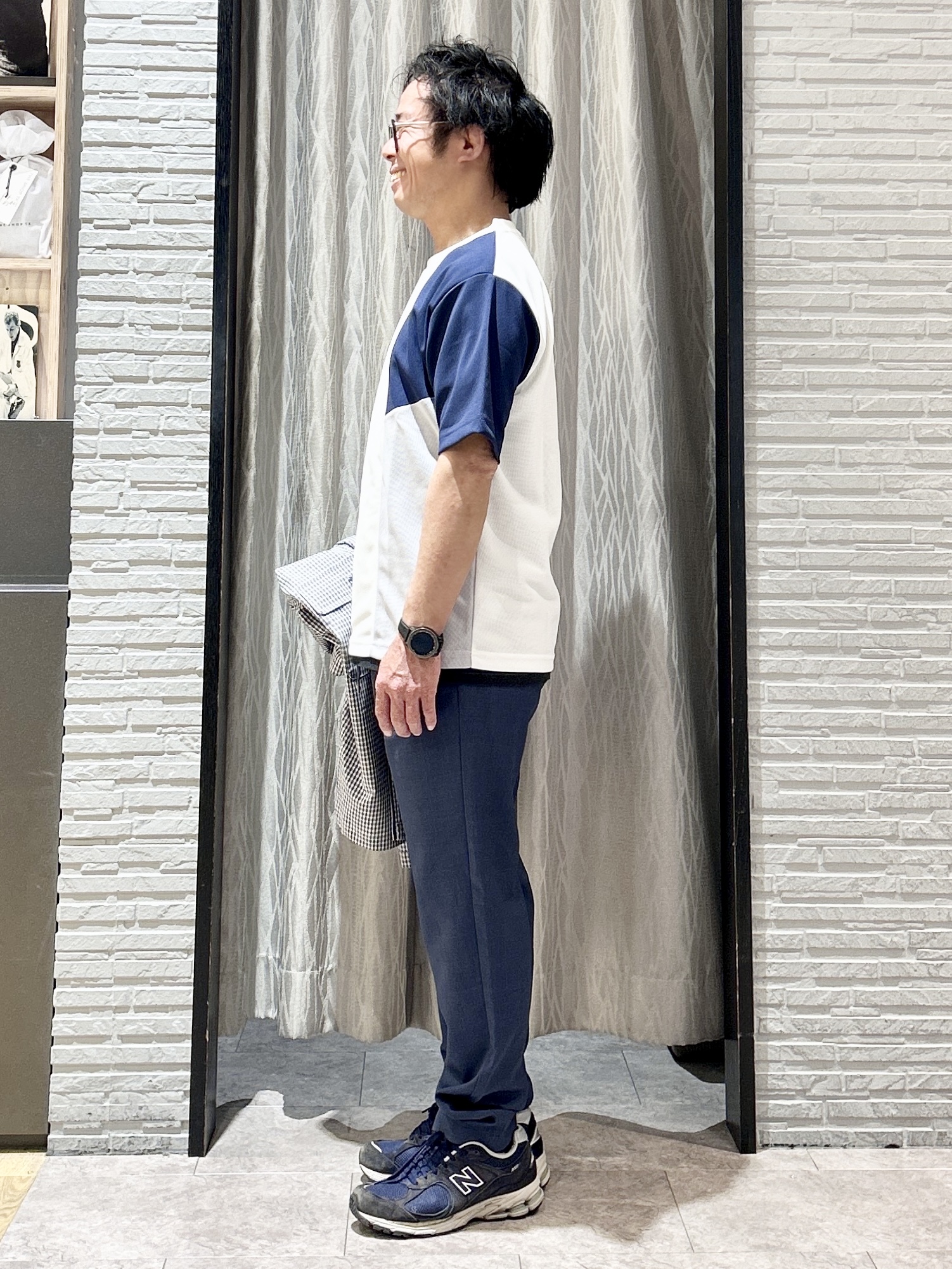 KENJI Iさんの「THE SHOP TK｜半袖チェックジップシャツ 洗濯機OK」を使ったコーディネート