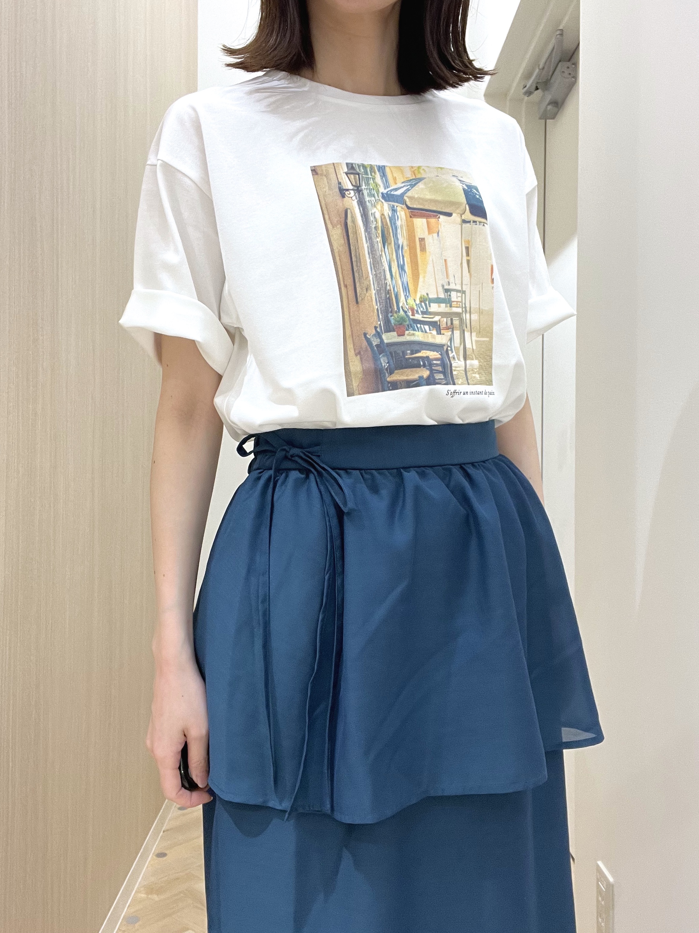  おまつさんの「grove｜【UVカット/接触冷感】プリントアソート5分袖Tシャツ」を使ったコーディネート