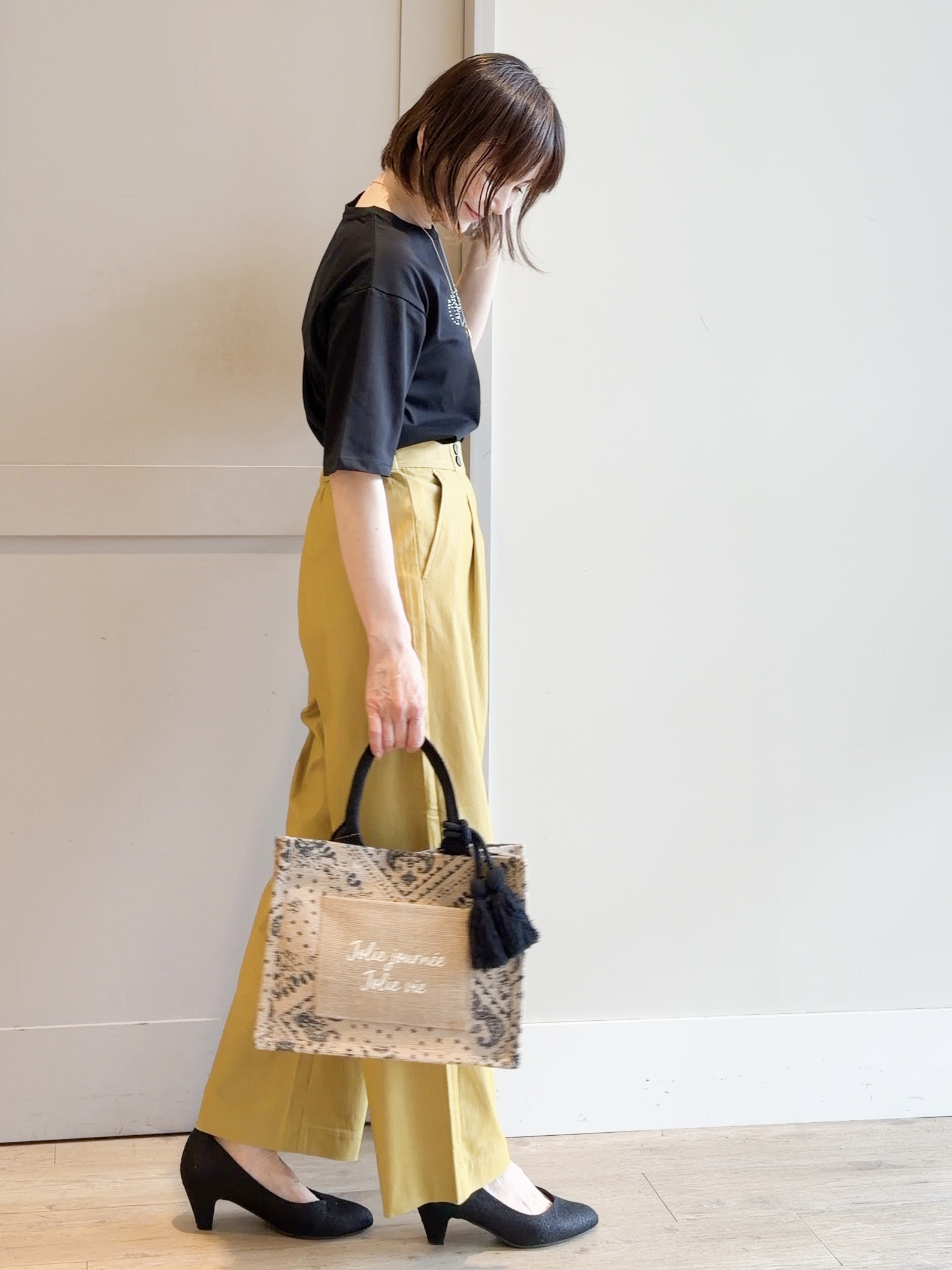 yamakoさんの「grove｜【UVカット/接触冷感】プリントアソート5分袖Tシャツ」を使ったコーディネート