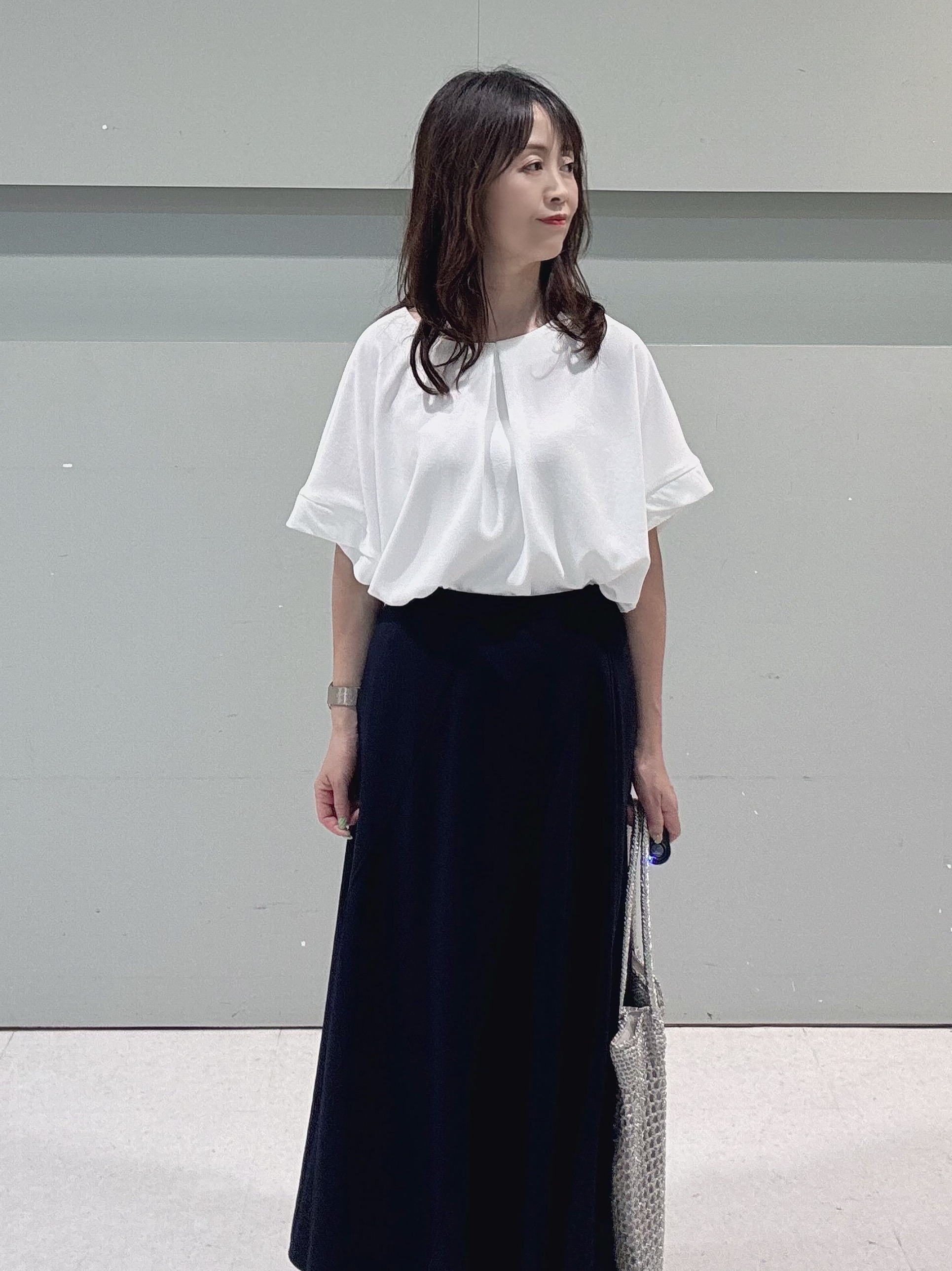makiさんの「UNTITLED｜【アンサンブル可】ラメ混クルーネックカーディガン」を使ったコーディネート