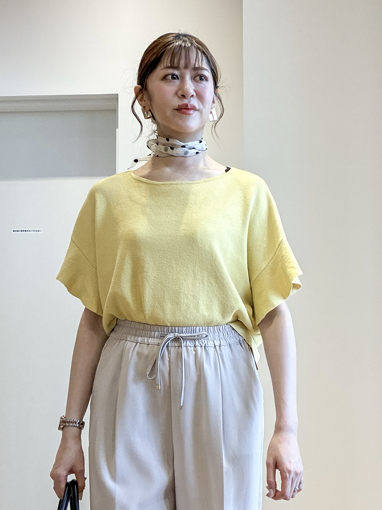 もんちゃんさんの「OPAQUE.CLIP｜【UV／遮熱性】フリルスリーブニット《7col／洗濯機OK》」を使ったコーディネート