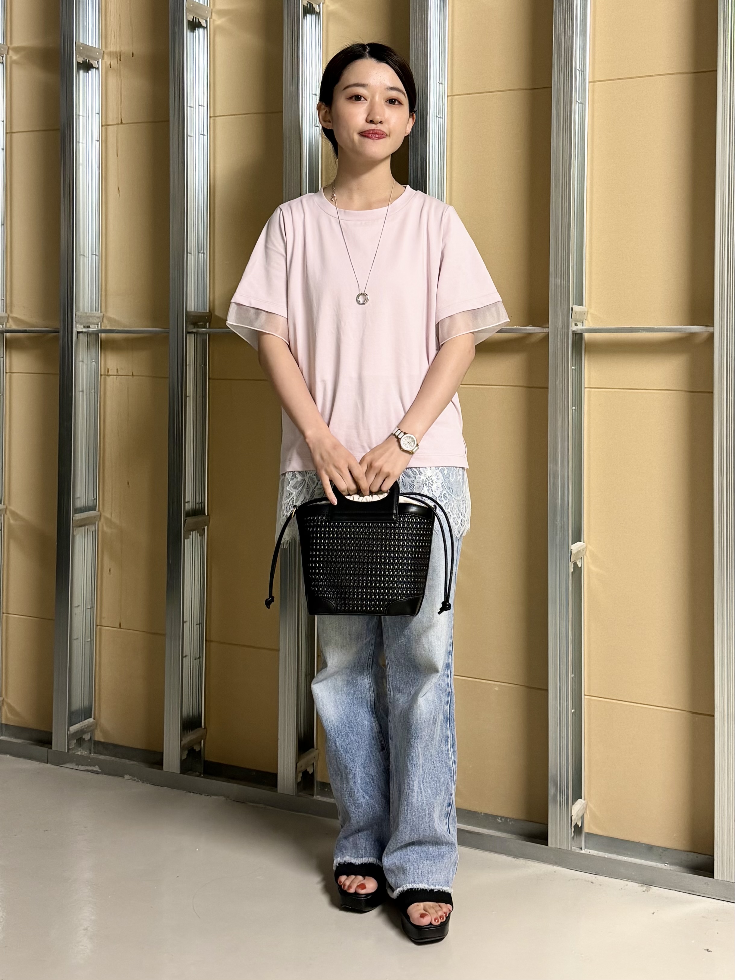sahoさんの「THE SHOP TK｜【M-XL/ひんやり】上品な透け感 袖口シアーTシャツ」を使ったコーディネート