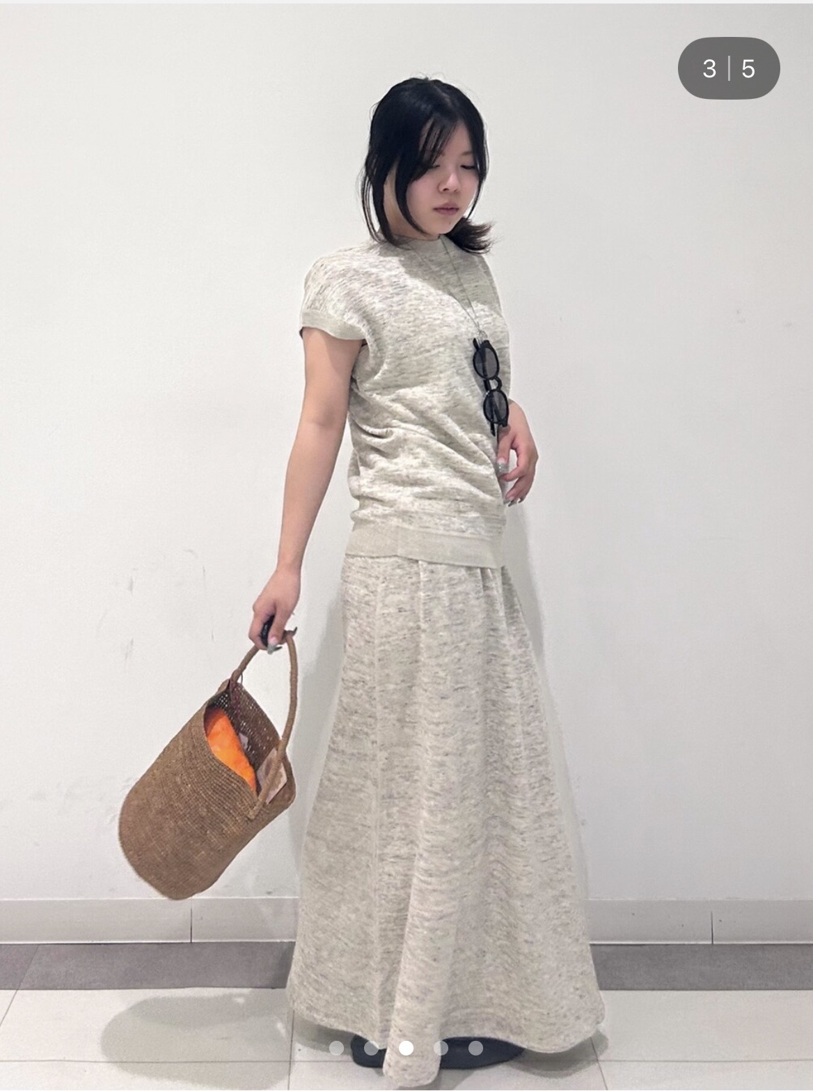 とりみさんの「DRESSTERIOR｜【ウォッシャブル／セットアップ可】リネン混裏毛フレンチプルオーバー」を使ったコーディネート