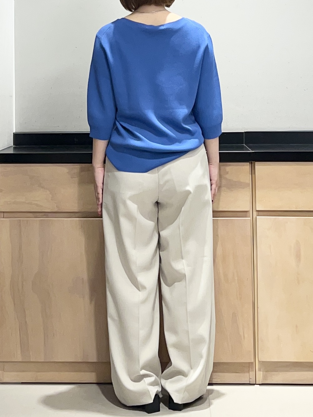 かのさんの「THE SHOP TK｜【S-XL/ひんやりタッチ】美しさ際立つ 6分袖ニット 洗濯機OK/UVケア/毛玉になりにくい」を使ったコーディネート