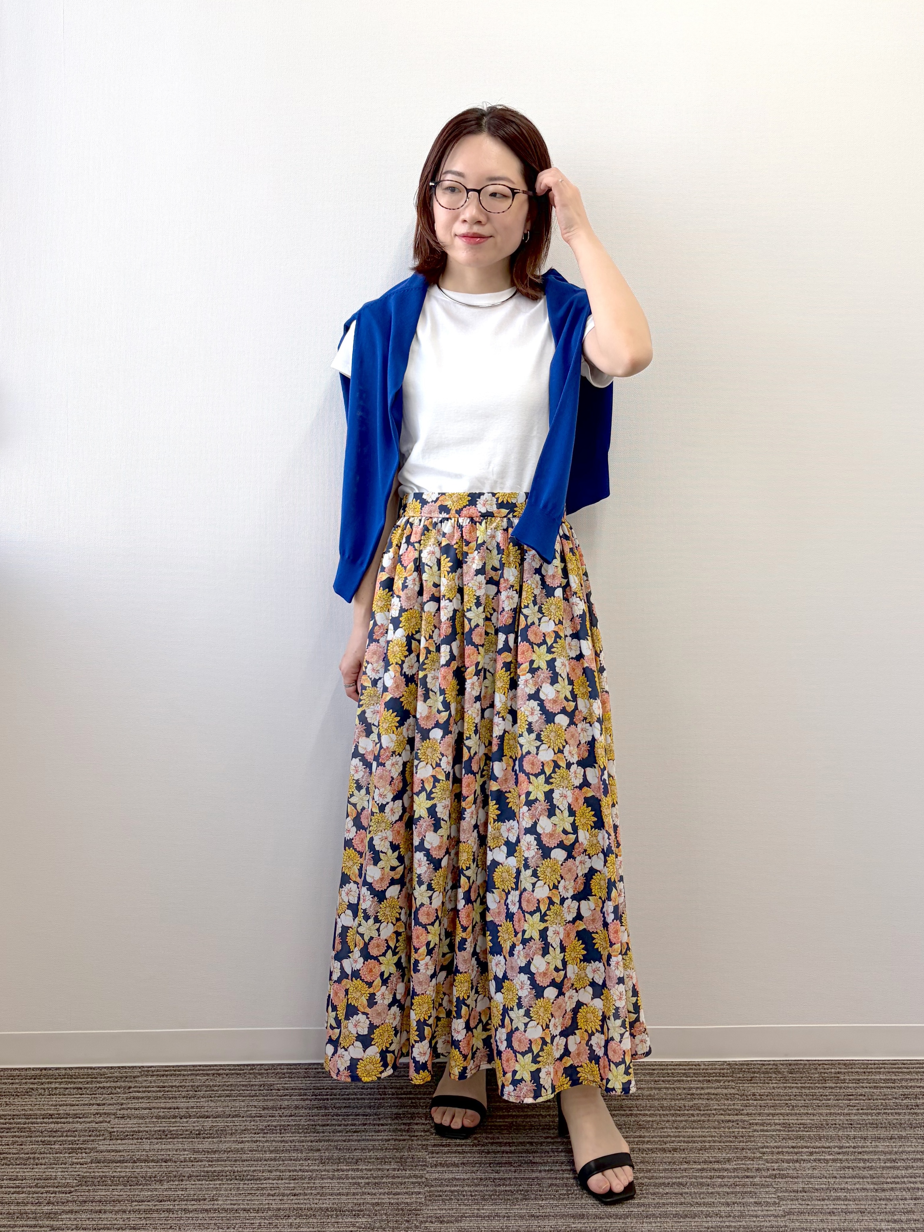 saoriさんの「【UV／冷感】クルーニットカーディガン」を使ったコーディネート