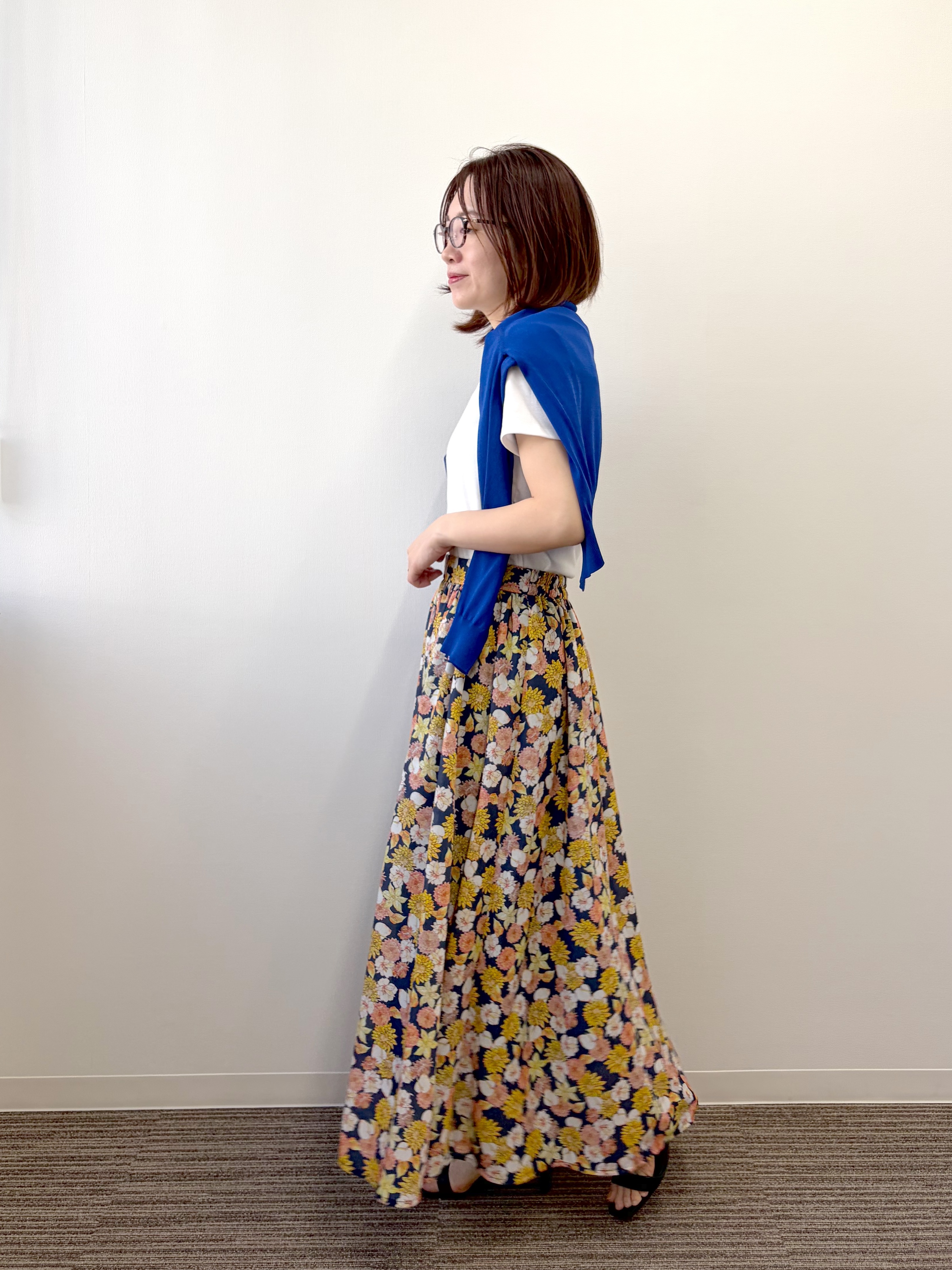 saoriさんの「【UV／冷感】クルーニットカーディガン」を使ったコーディネート