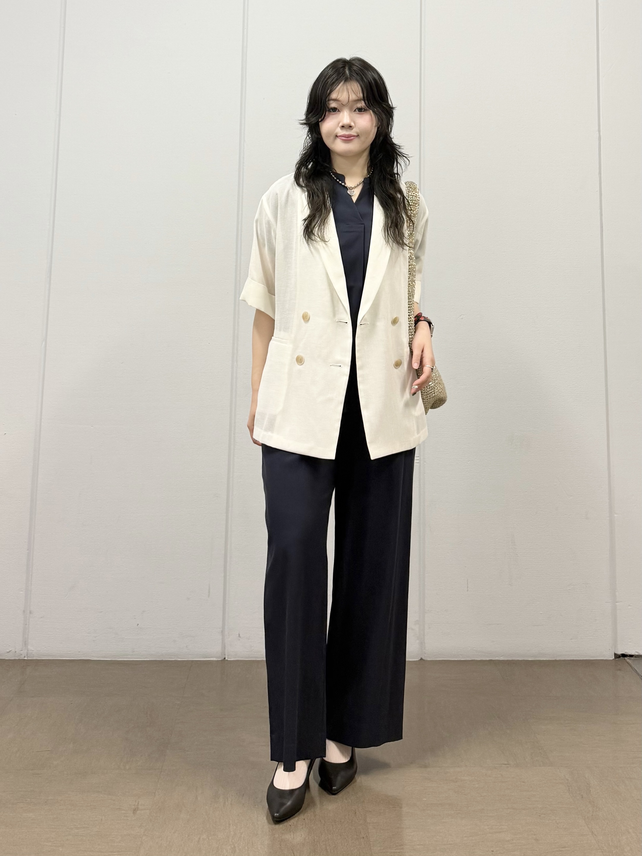 mizukiさんの「INDIVI｜【洗える／メッシュ素材／SETUP可能】半袖シアージャケット」を使ったコーディネート