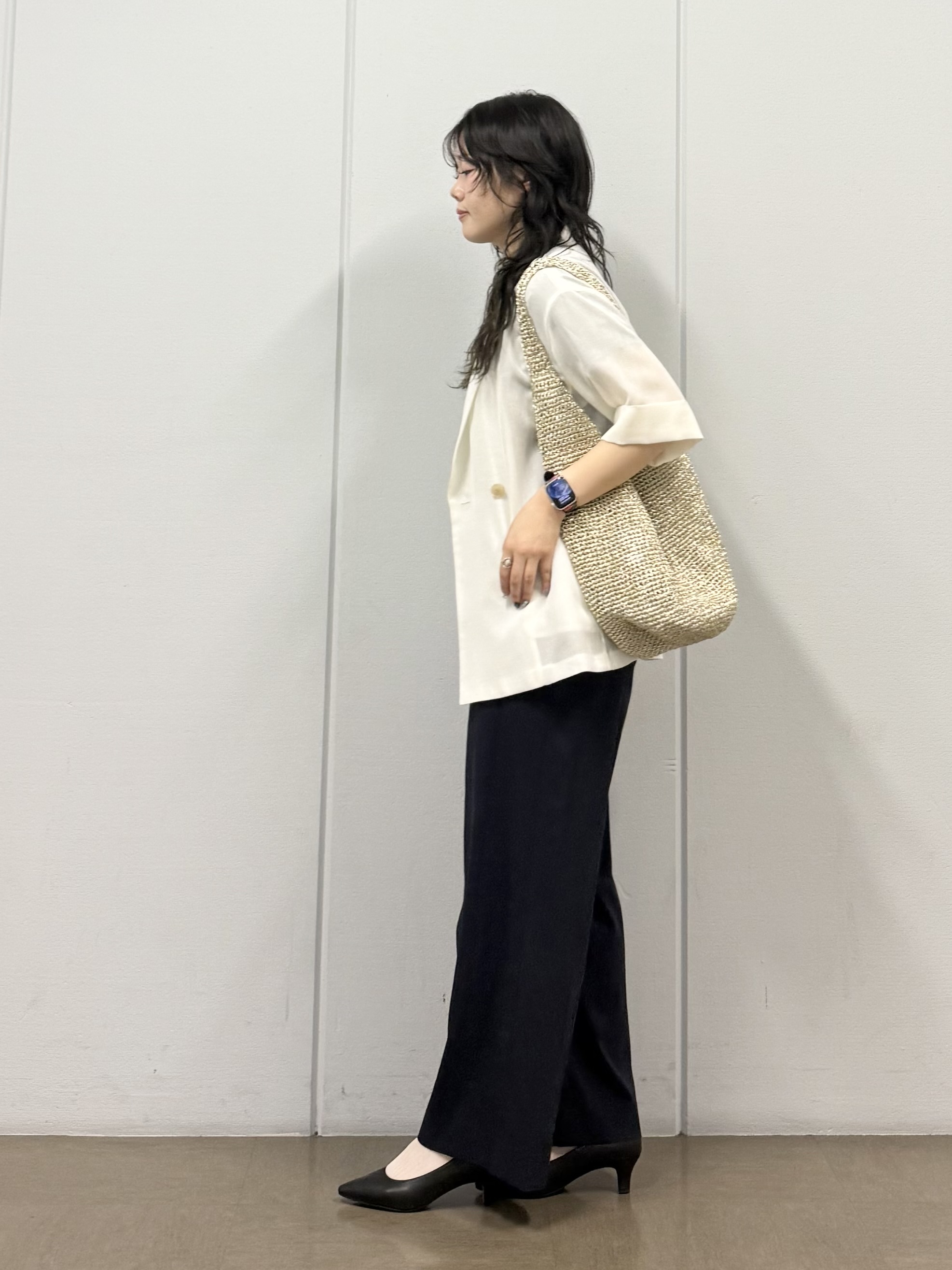 mizukiさんの「INDIVI｜【洗える／メッシュ素材／SETUP可能】半袖シアージャケット」を使ったコーディネート