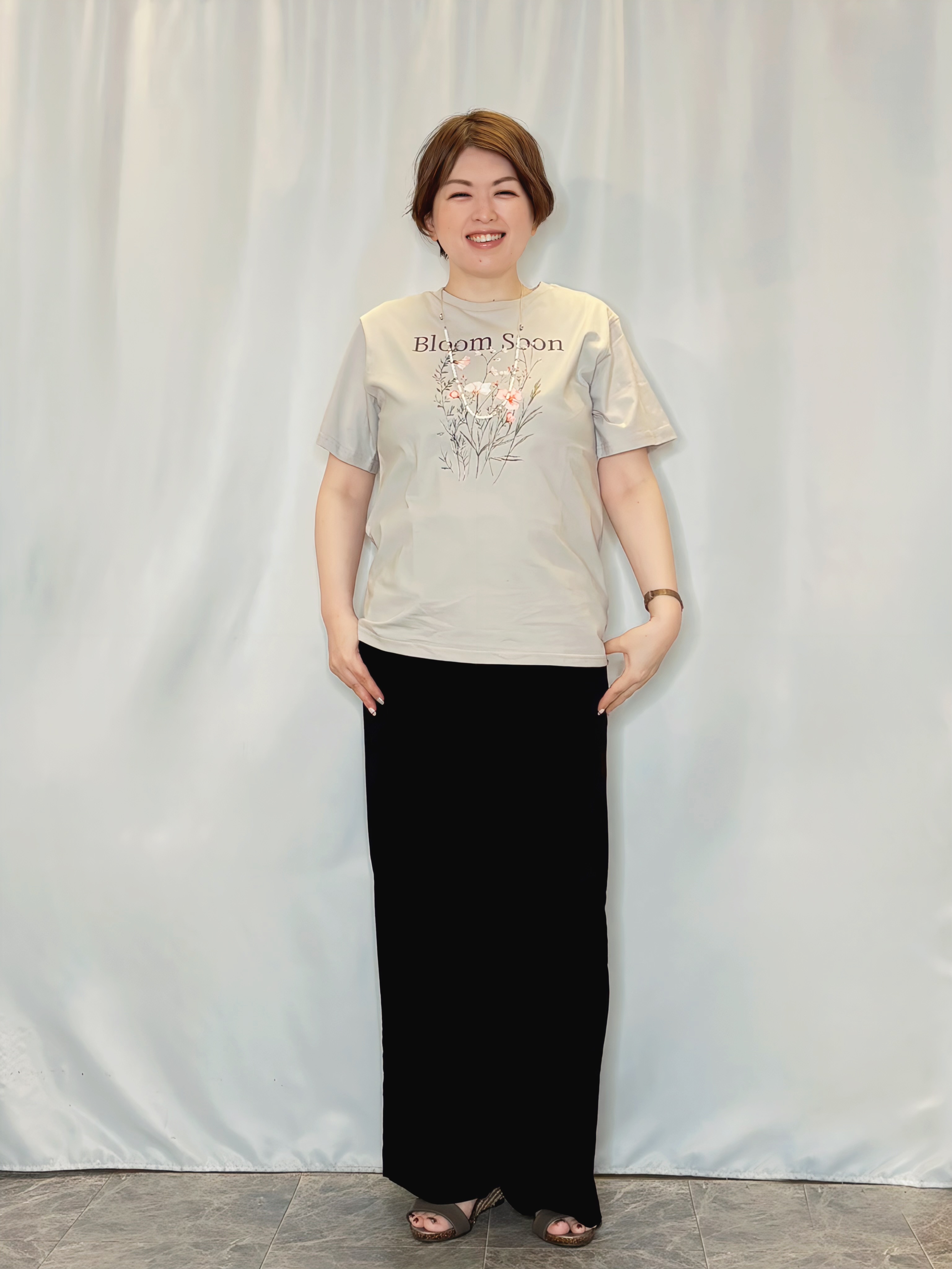 たみさんの「SHOO･LA･RUE｜【綿100%/ひんやり/S-LL】選べる3柄 大人のプリントTシャツ」を使ったコーディネート