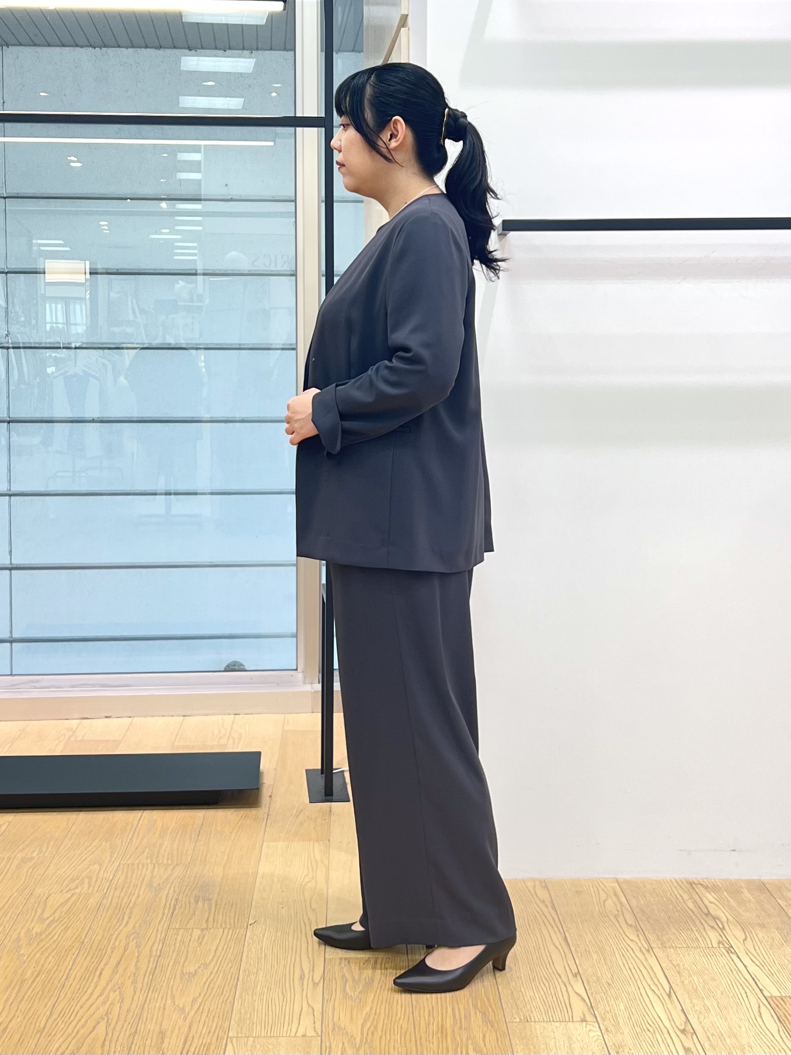 shimaさんの「INDIVI｜【さらに軽く軽快！／着る日傘】ノーカラージャケット」を使ったコーディネート