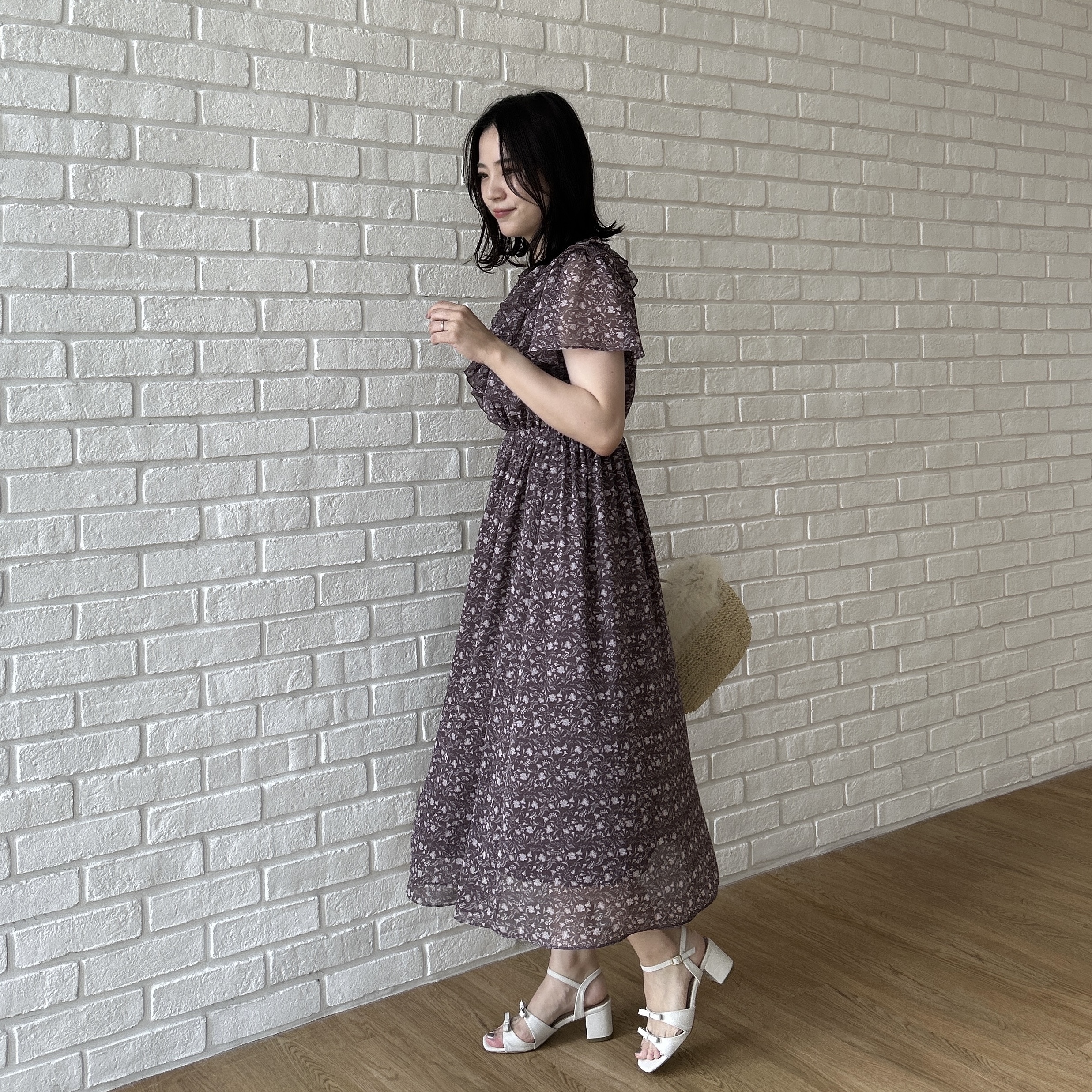 shinoさんの「Couture brooch｜【洗える】花柄 フリル ワンピース」を使ったコーディネート
