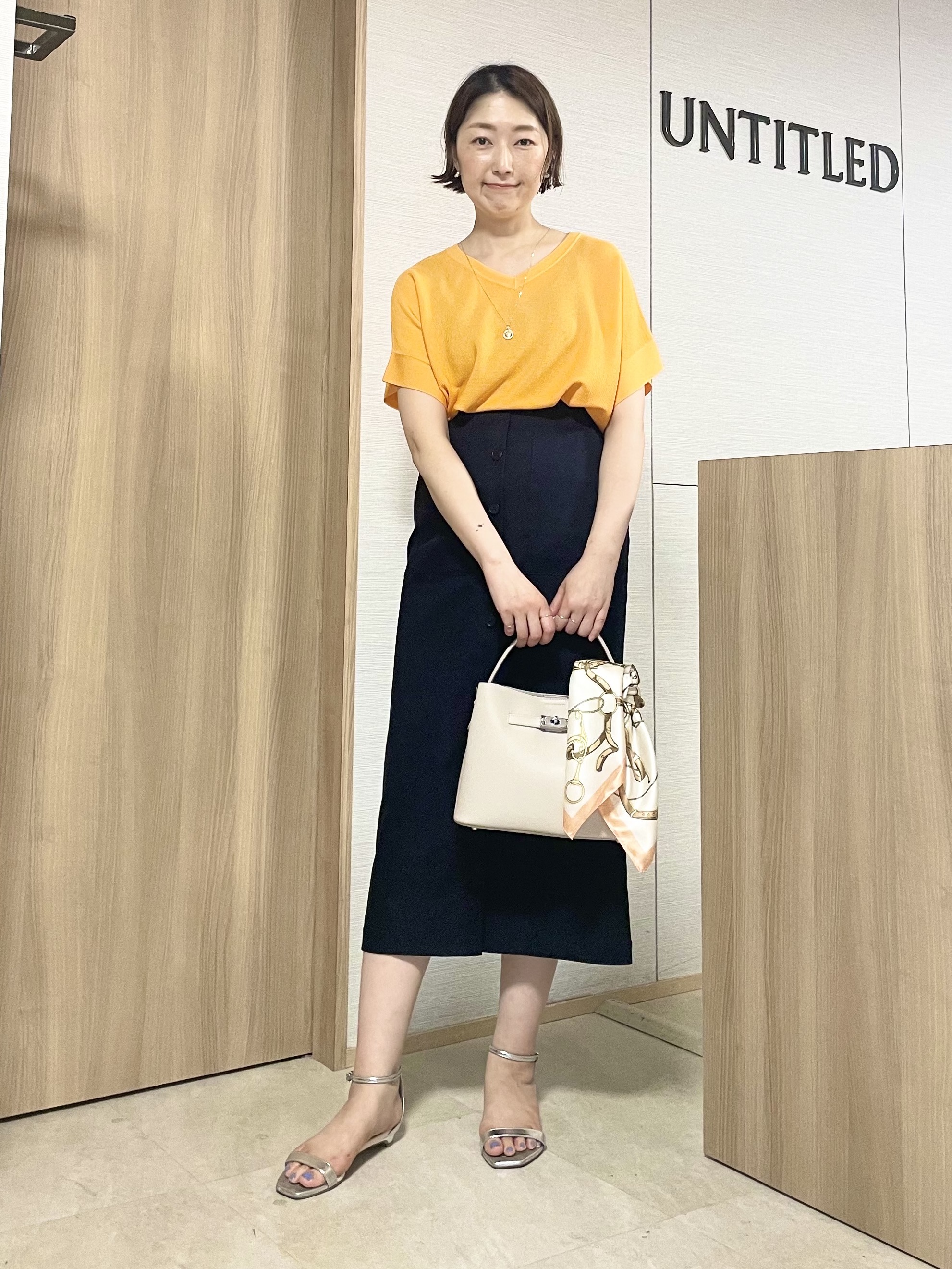 aliceさんの「UNTITLED｜【11色展開/体型カバー】前後2WAYフレンチスリーブニット」を使ったコーディネート
