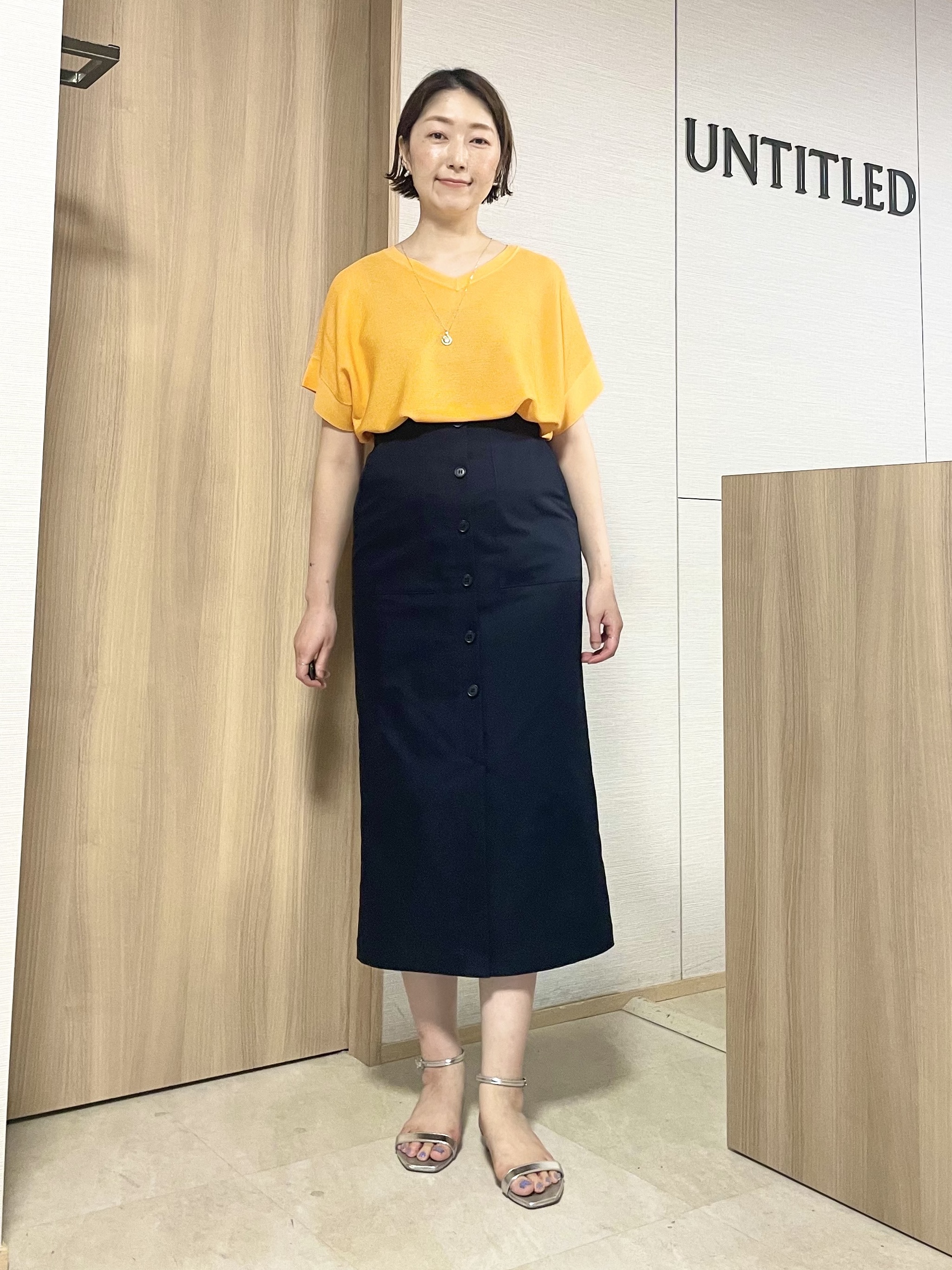 aliceさんの「UNTITLED｜【11色展開/体型カバー】前後2WAYフレンチスリーブニット」を使ったコーディネート