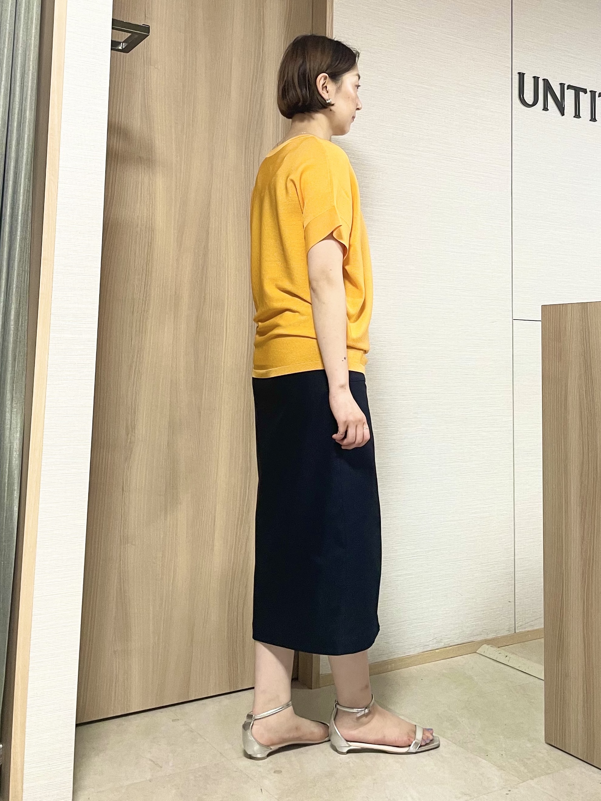 aliceさんの「UNTITLED｜【11色展開/体型カバー】前後2WAYフレンチスリーブニット」を使ったコーディネート
