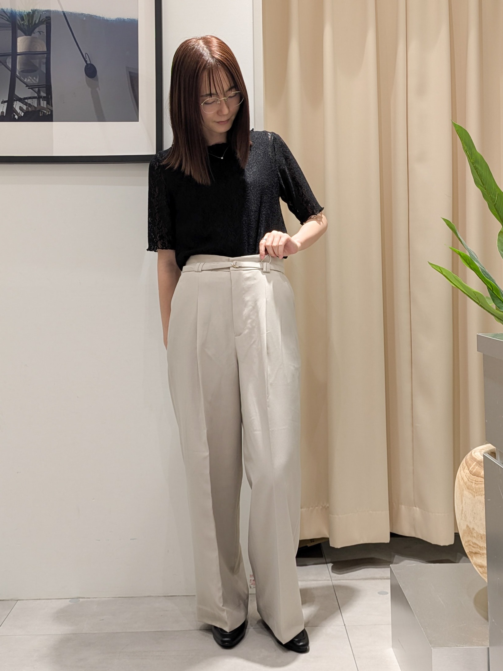 なめさんの「THE SHOP TK｜【セットアップ可】麻調ダブルブレスト 6分袖ジャケット」を使ったコーディネート